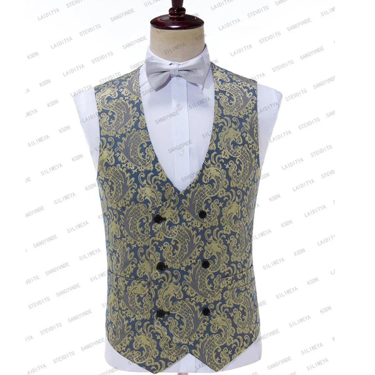 2023 Fashion New Men's Casual Boutique Business Wedding Host Fiore Abiti di colore 3 pezzi Set Blazer giacca pantaloni Ves