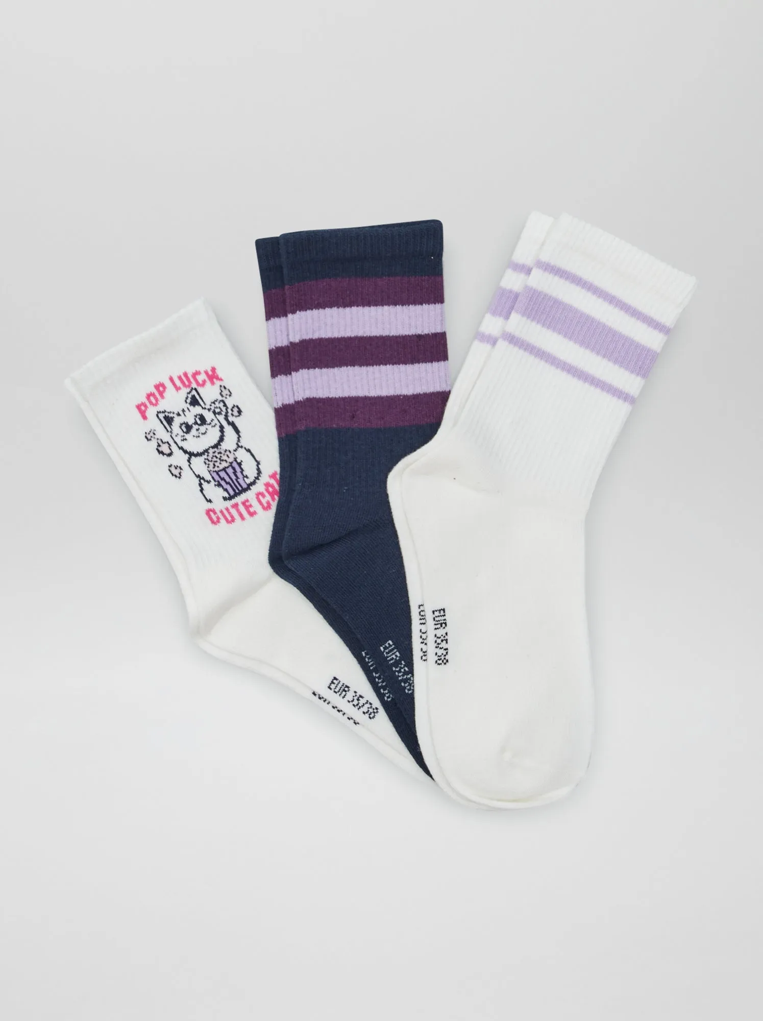 3 paia di calzini stile 'tennis' - BLU