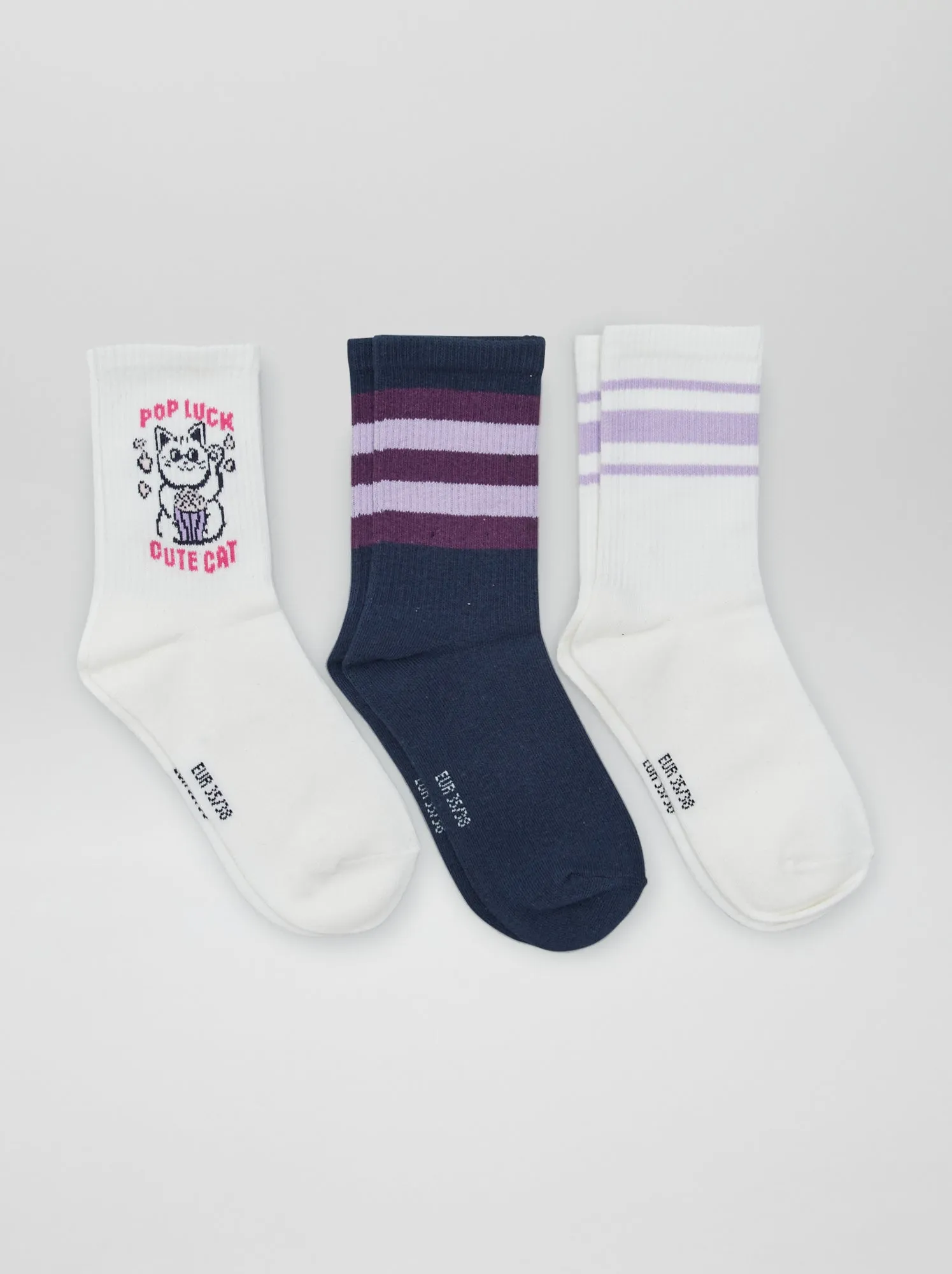3 paia di calzini stile 'tennis' - BLU