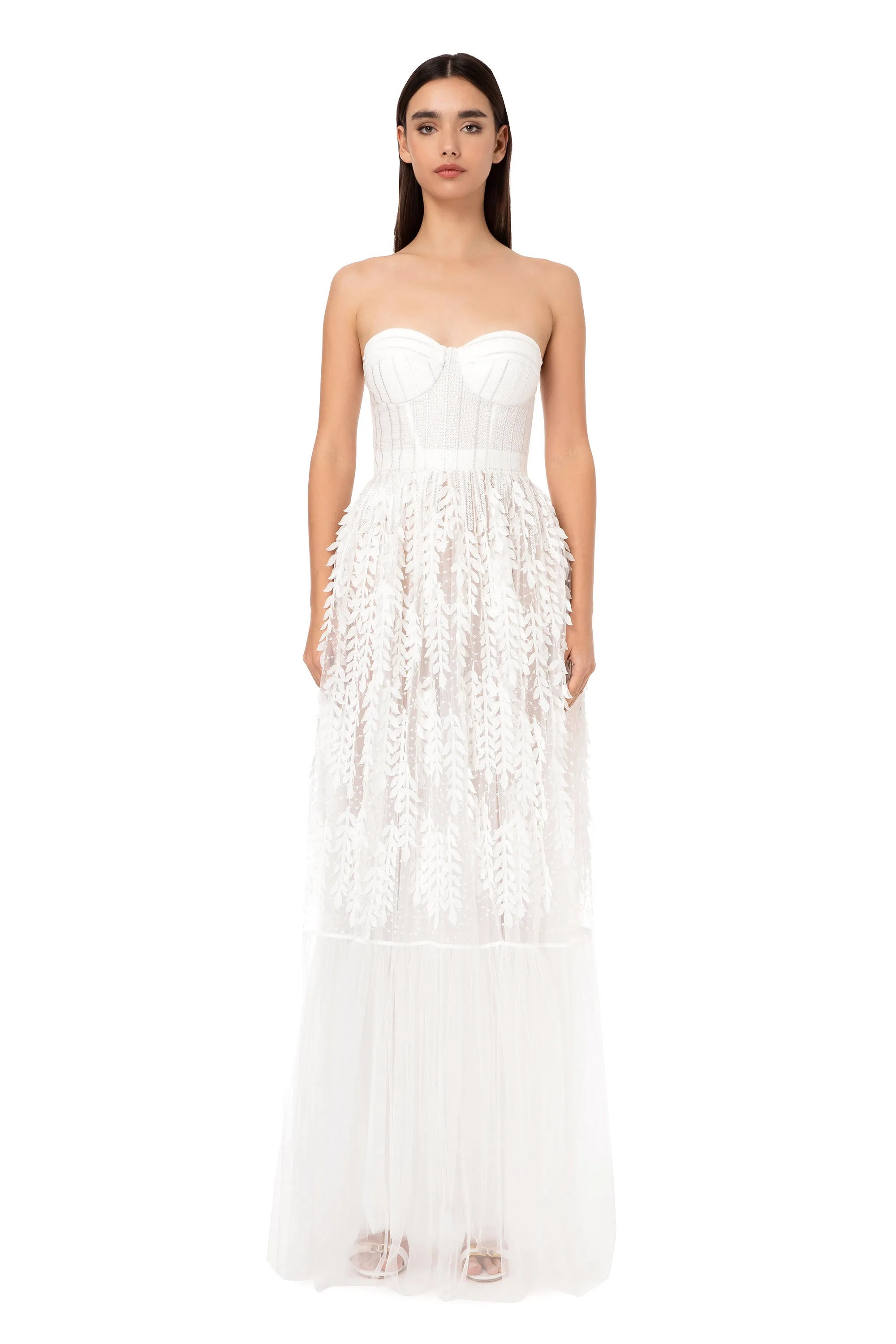 Abito red carpet con top a bustier ricamato