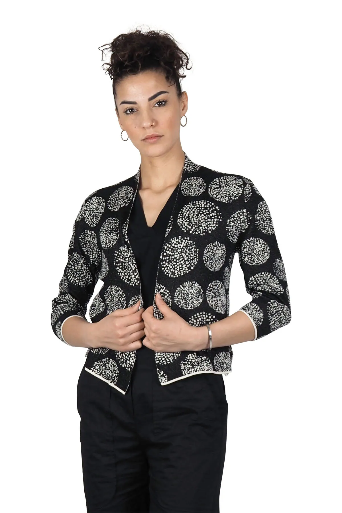 Alessia Santi cardigan corto jacquard nero