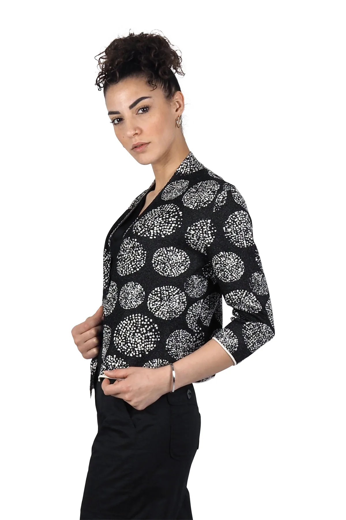 Alessia Santi cardigan corto jacquard nero