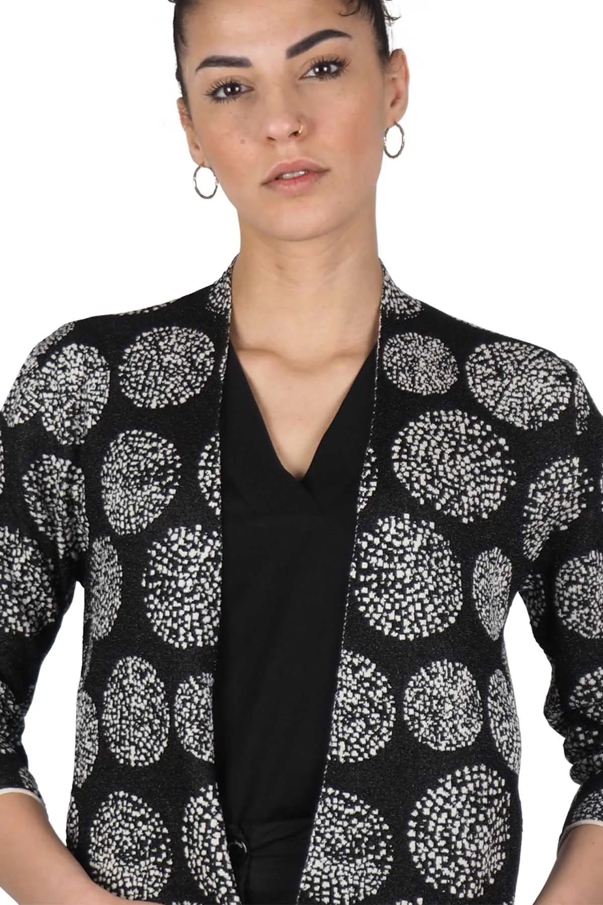 Alessia Santi cardigan corto jacquard nero