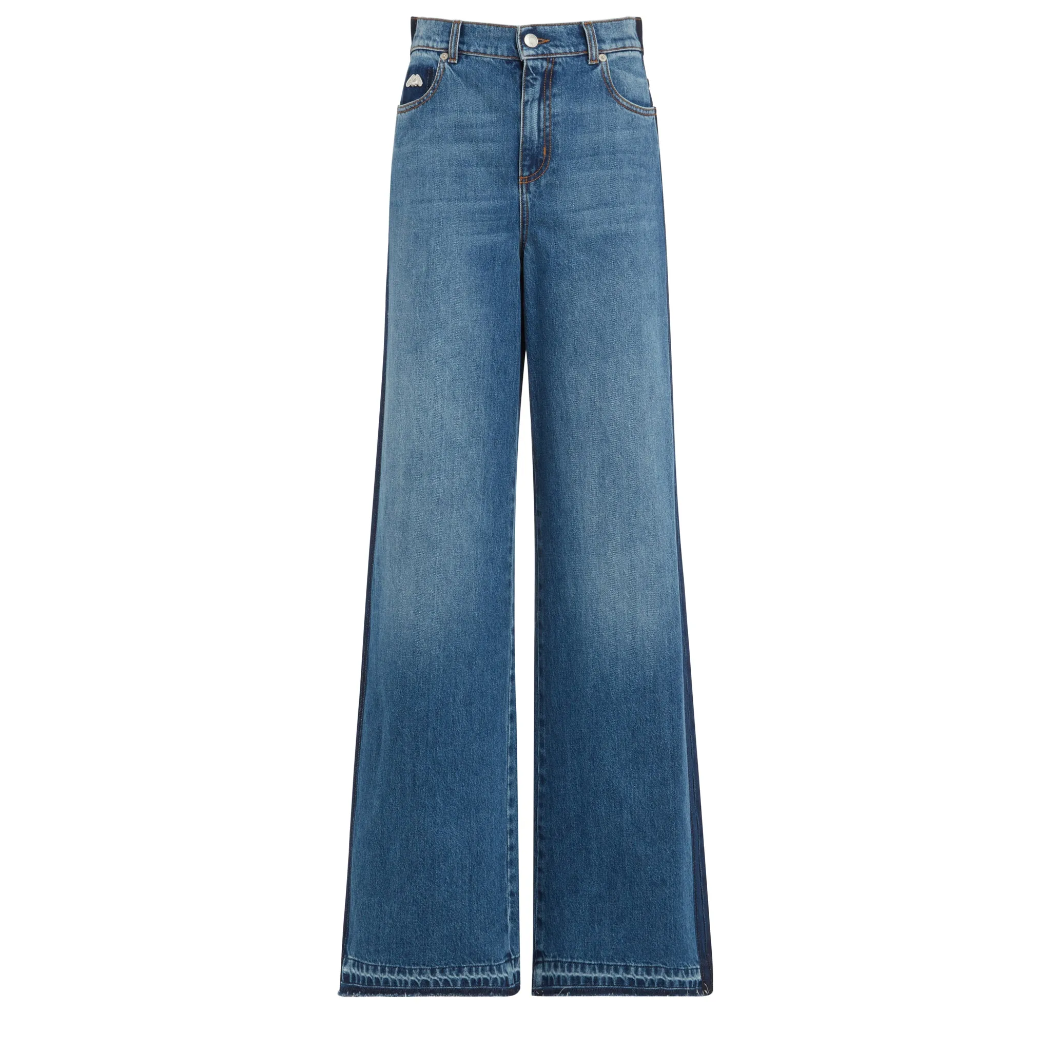 ALEXANDER MCQUEEN  Jeans a gamba larga in denim blu