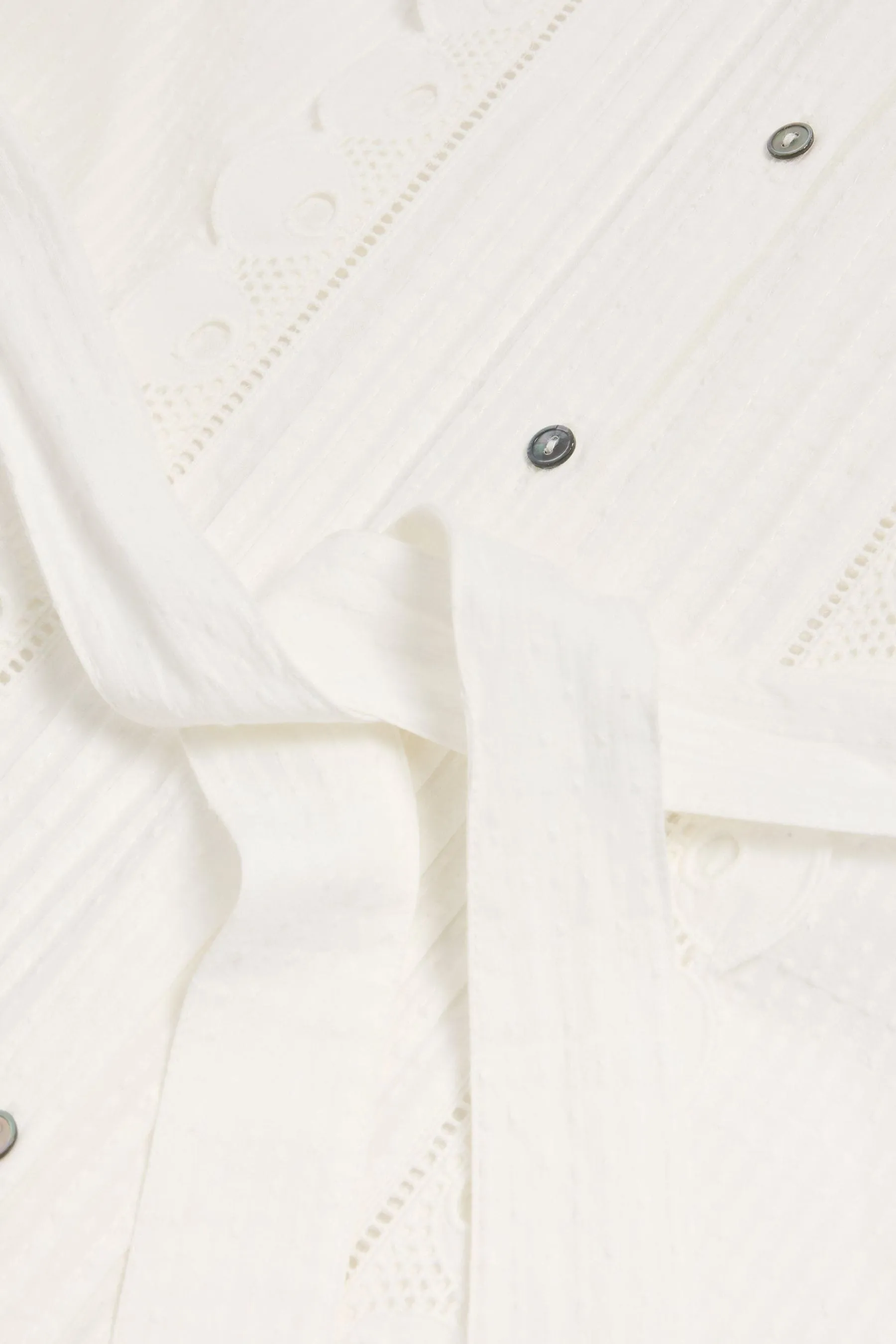 Bianco - Stuff - Abito chemisier con margherite in pizzo sangallo