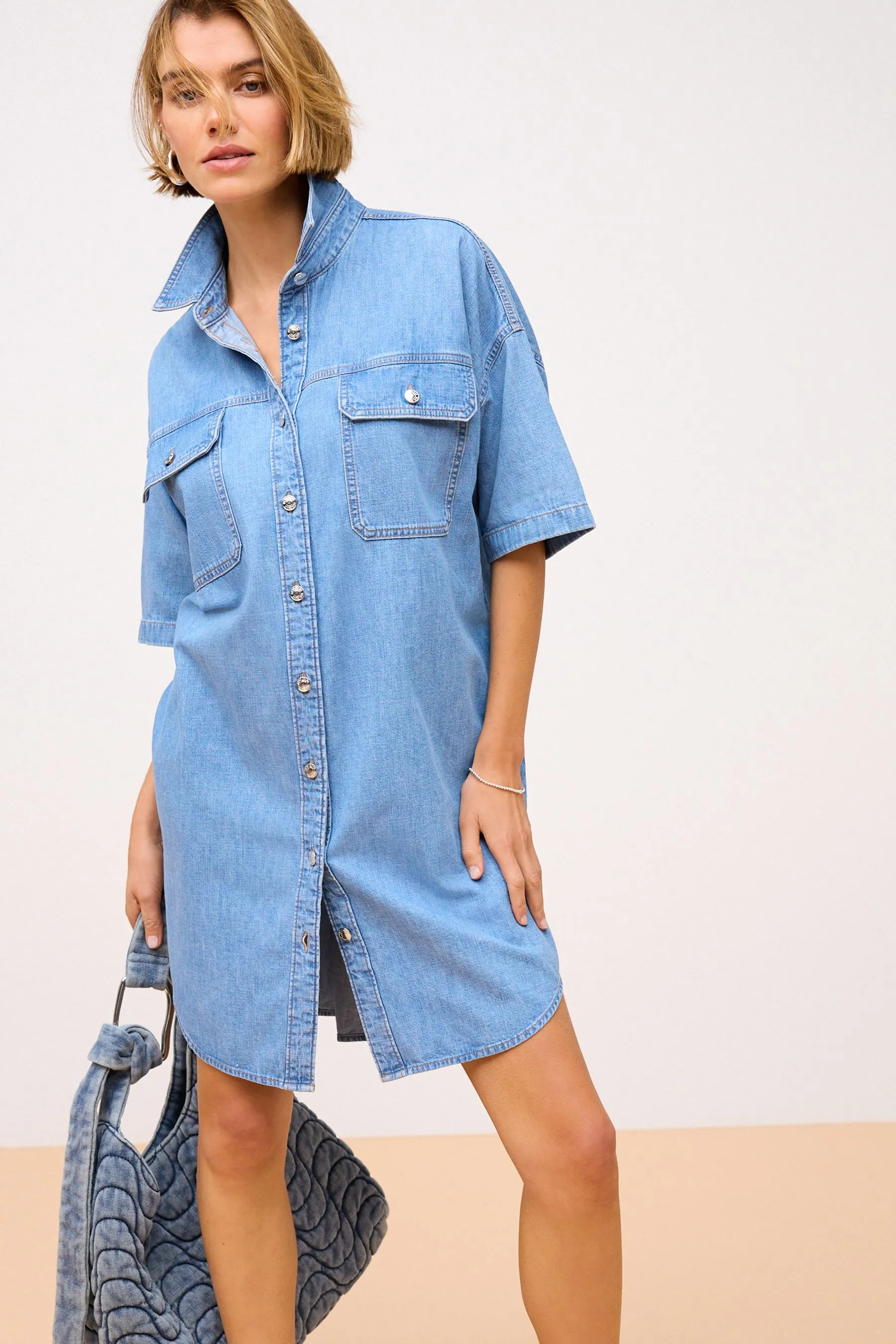 Blu medio  - Abito chemisier di jeans