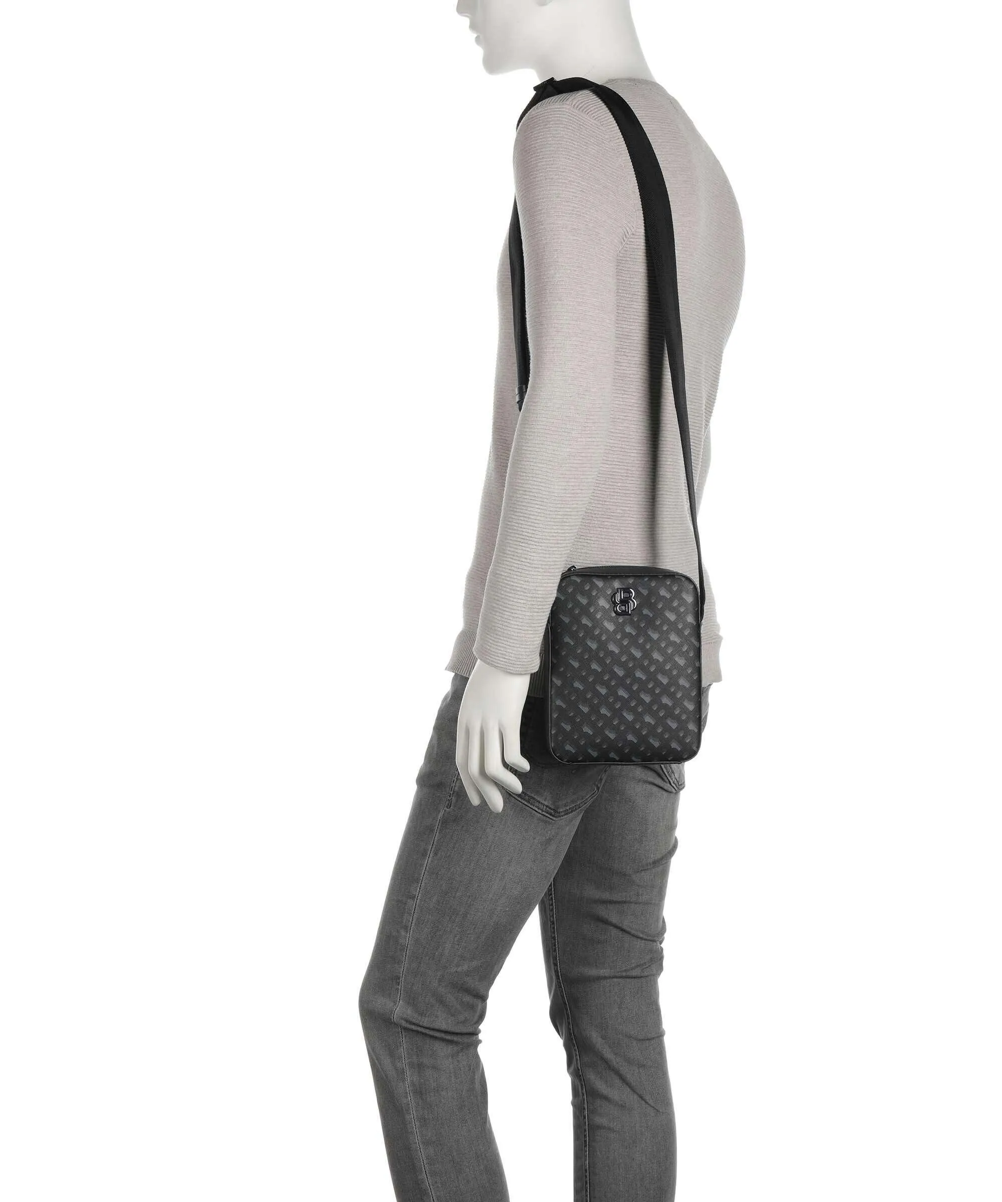  BOSS B Icon Borsa a tracolla pelle sintetica nero/grigio  