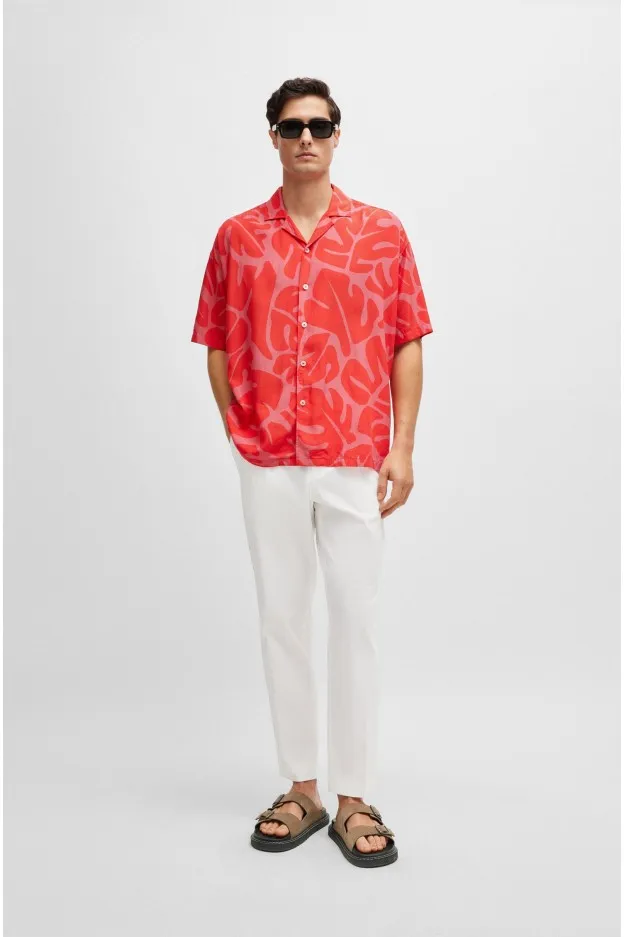 Boss - Hugo Boss Boss - Hugo Boss pantaloni relaxed fit in seersucker di misto cotone