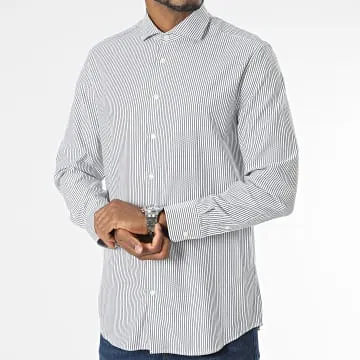 Camicia a righe a maniche lunghe Regular Bod Milo Stripes White Black
