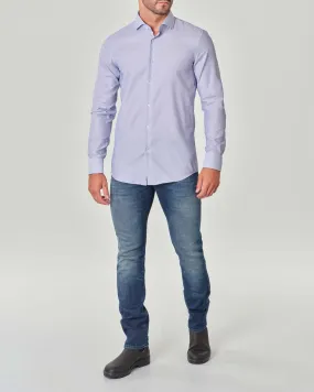 Camicia azzurra Hank in cotone micro armatura con colletto alla francese
