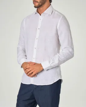 Camicia bianca in lino con collo alla francese