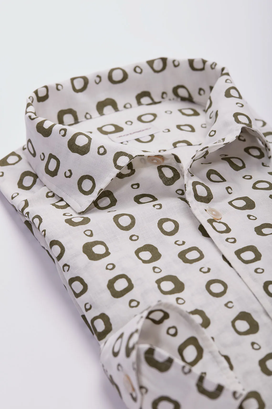 CAMICIA COLLO PARAMONTURATO MISTO LINO VERDE