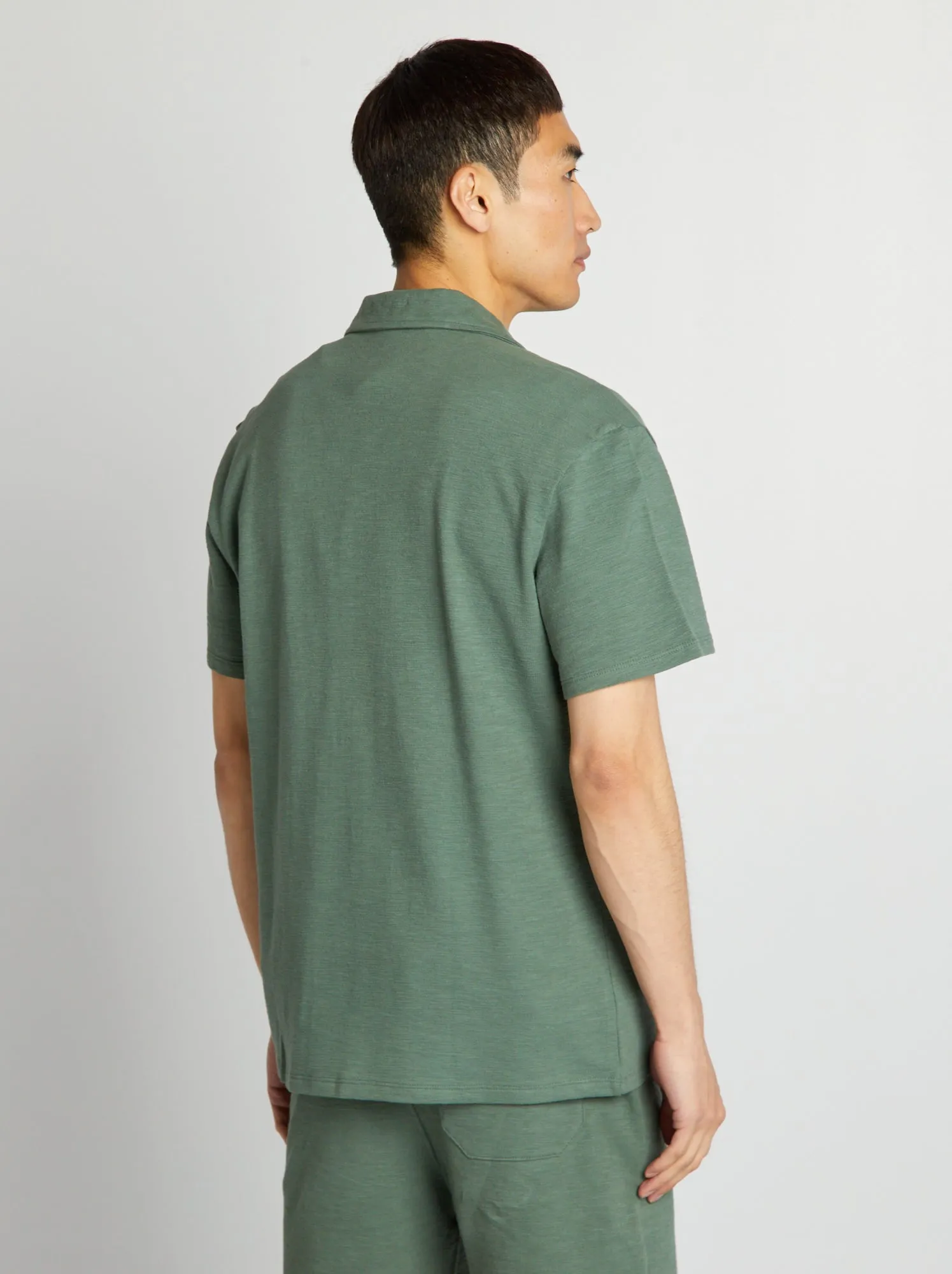 Camicia con collo a polo e maniche corte - VERDE