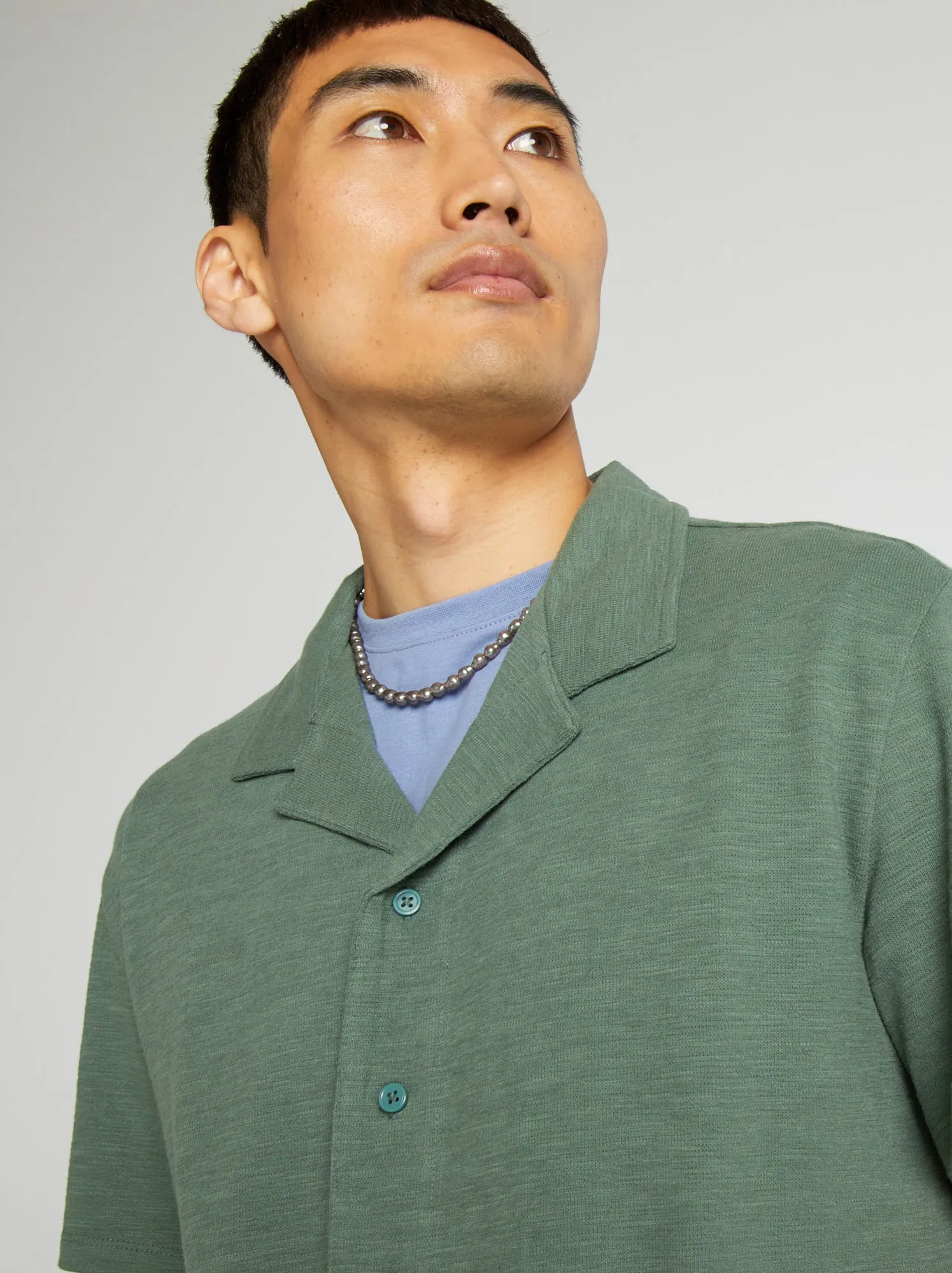 Camicia con collo a polo e maniche corte - VERDE