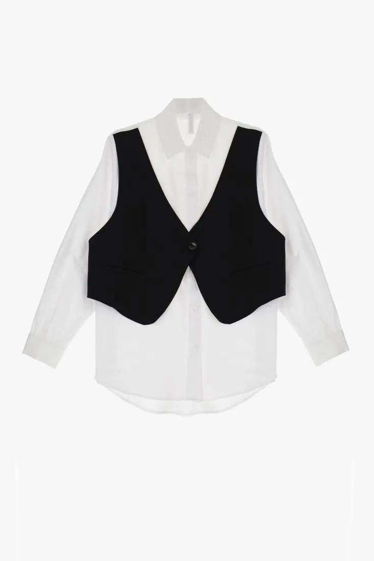 Camicia con gilet a contrasto