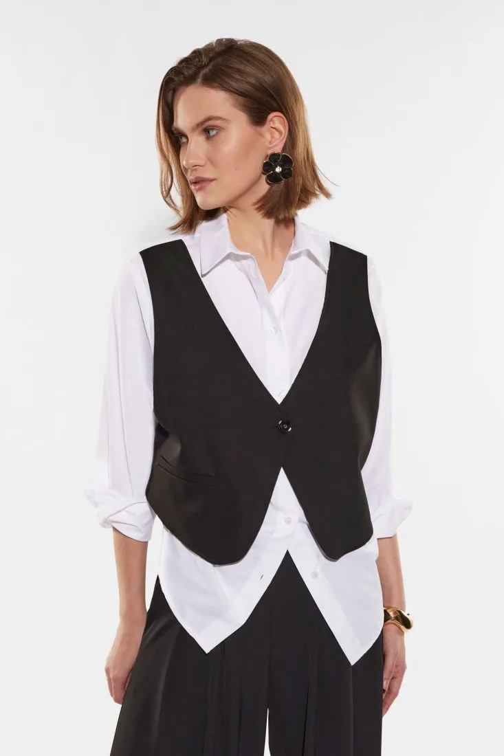 Camicia con gilet a contrasto