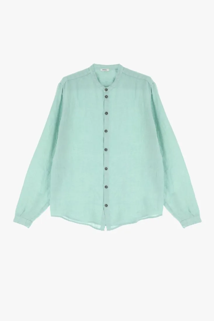 Camicia in lino con bottoni a contrasto
