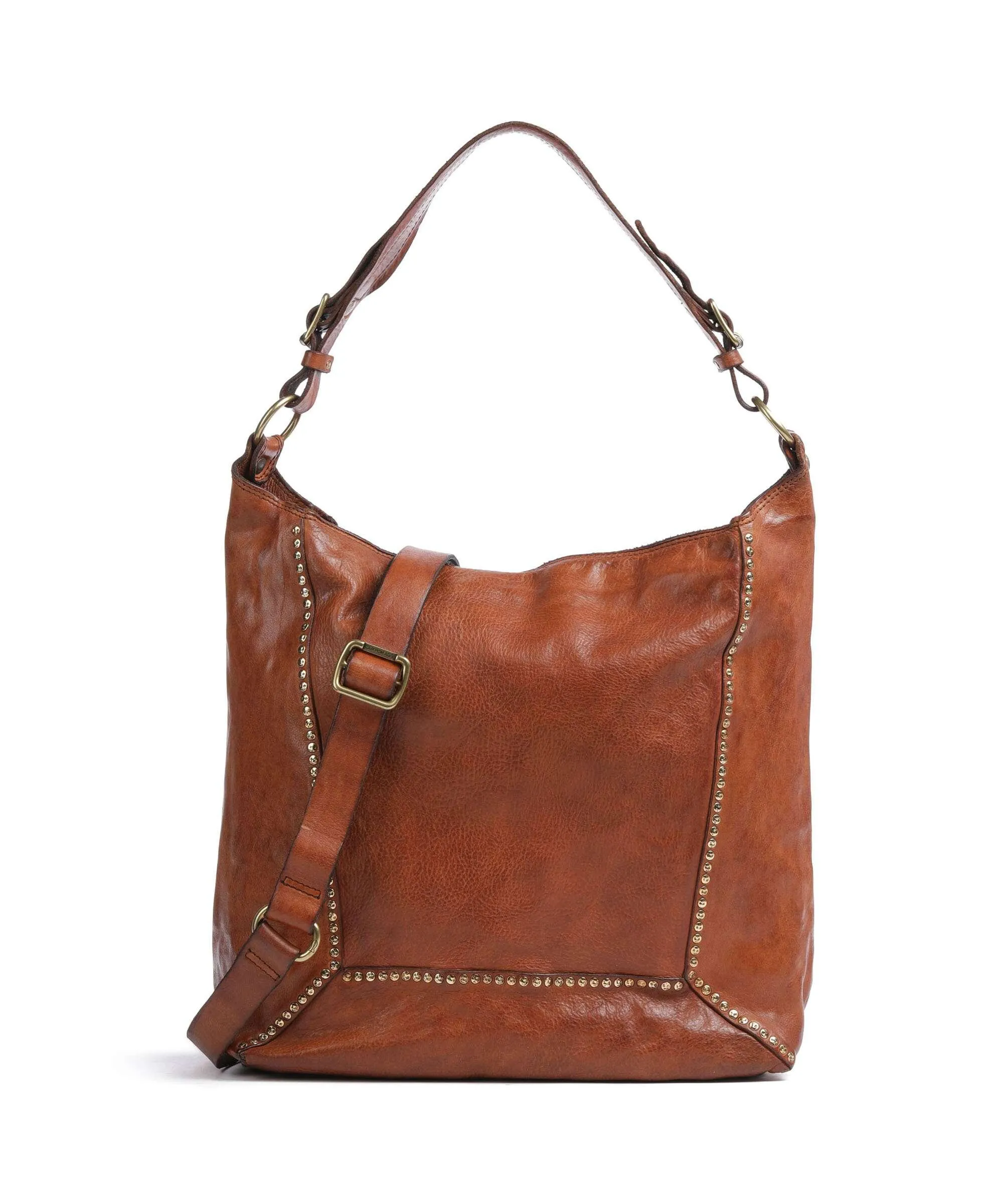 Campomaggi Borsa hobo pelle di vacchetta grana marrone  