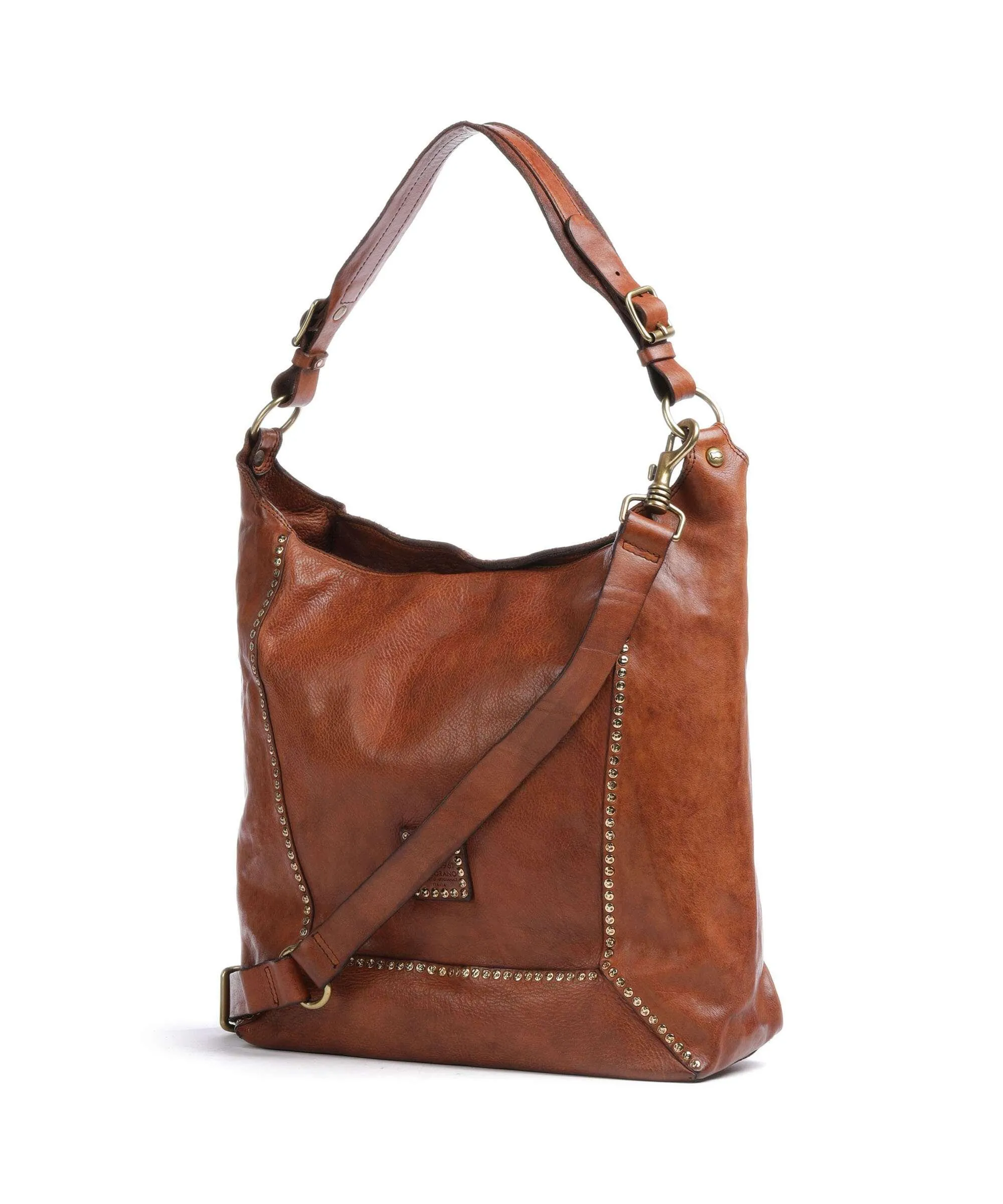  Campomaggi Borsa hobo pelle di vacchetta grana marrone  