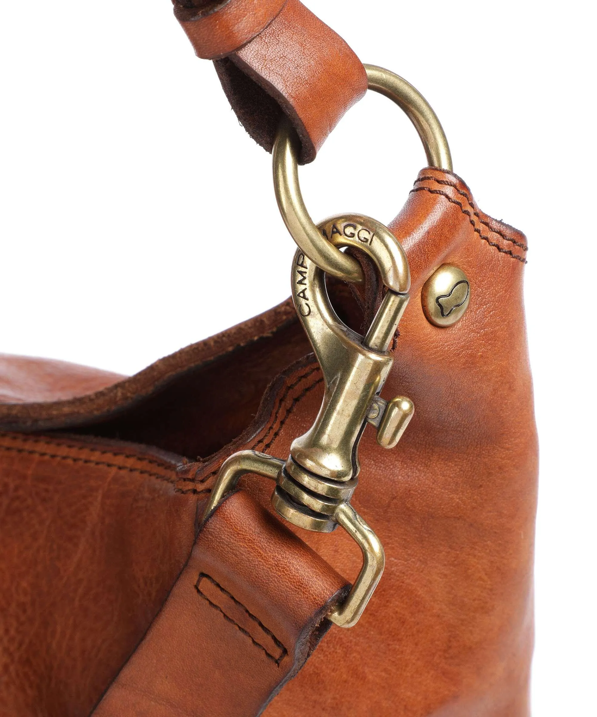  Campomaggi Borsa hobo pelle di vacchetta grana marrone  