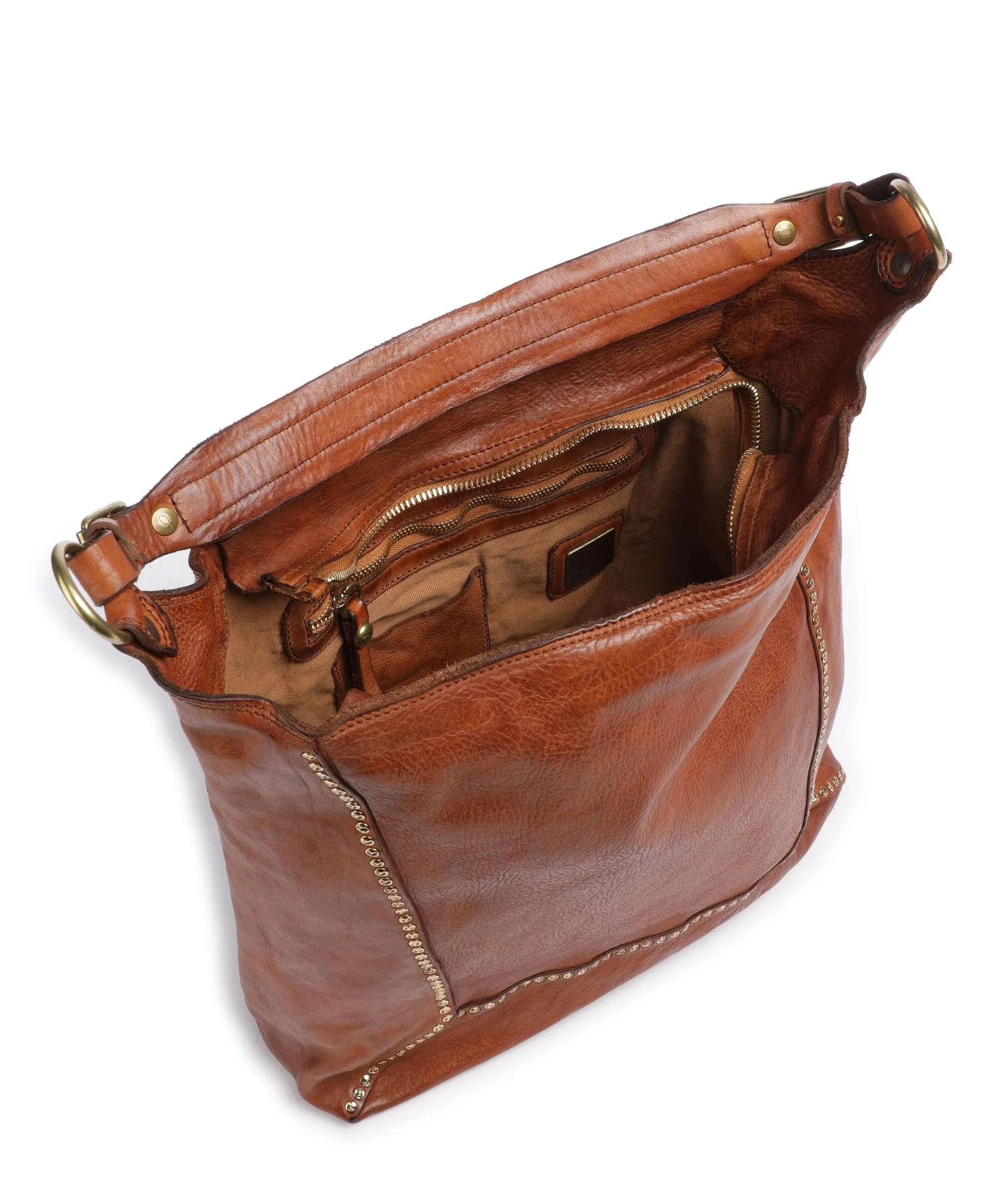  Campomaggi Borsa hobo pelle di vacchetta grana marrone  