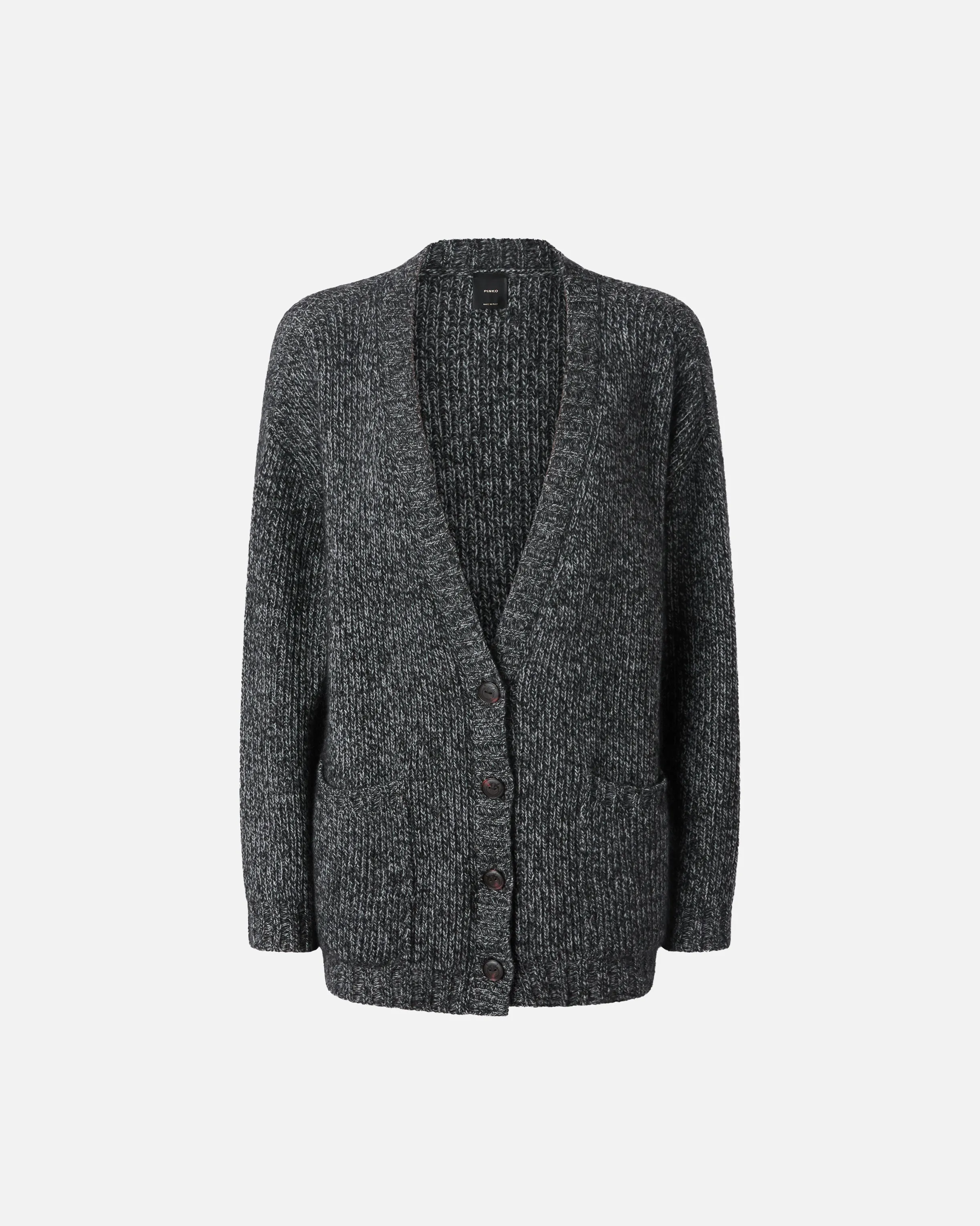  Cardigan a coste con scollo a V misto alpaca    