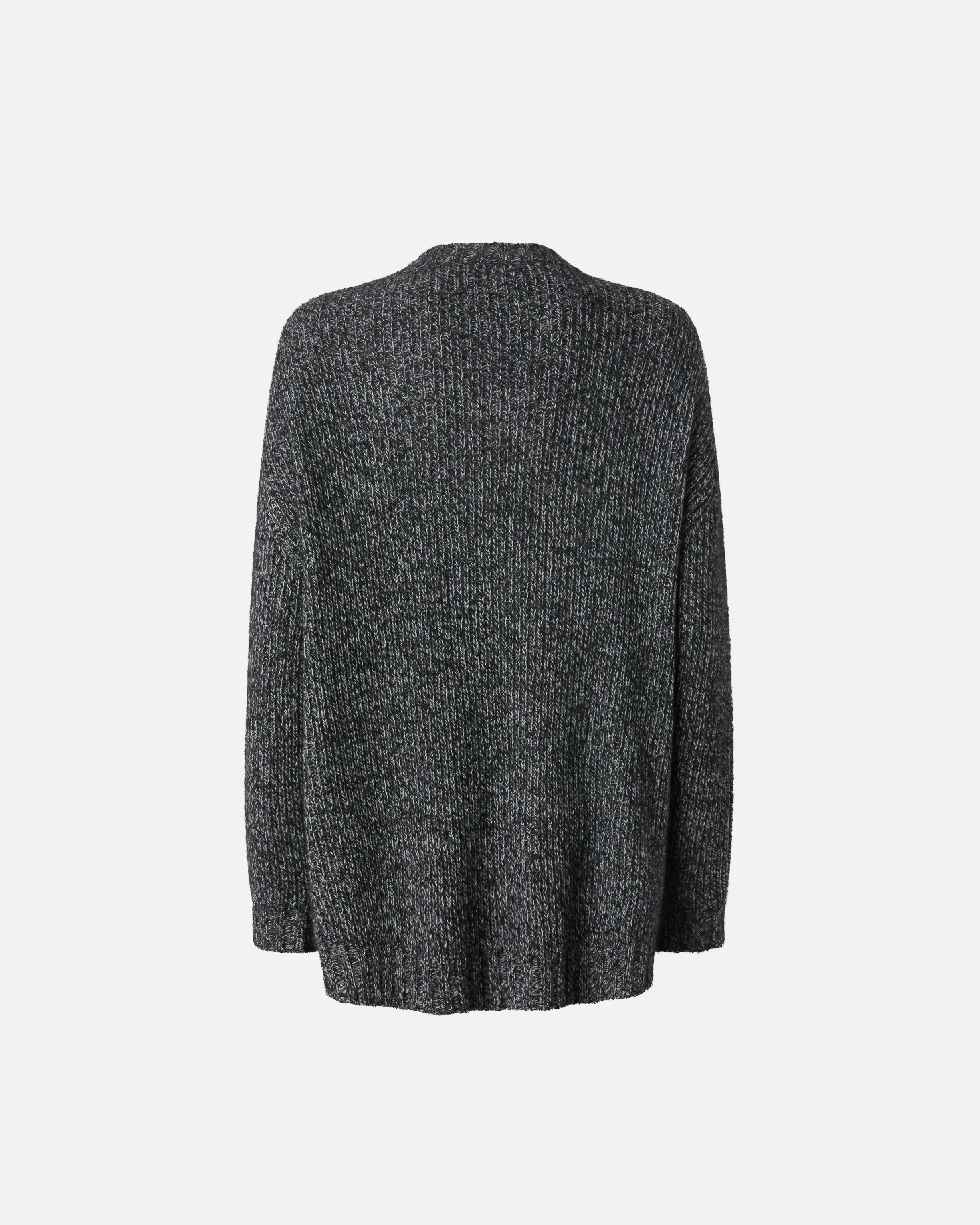  Cardigan a coste con scollo a V misto alpaca    