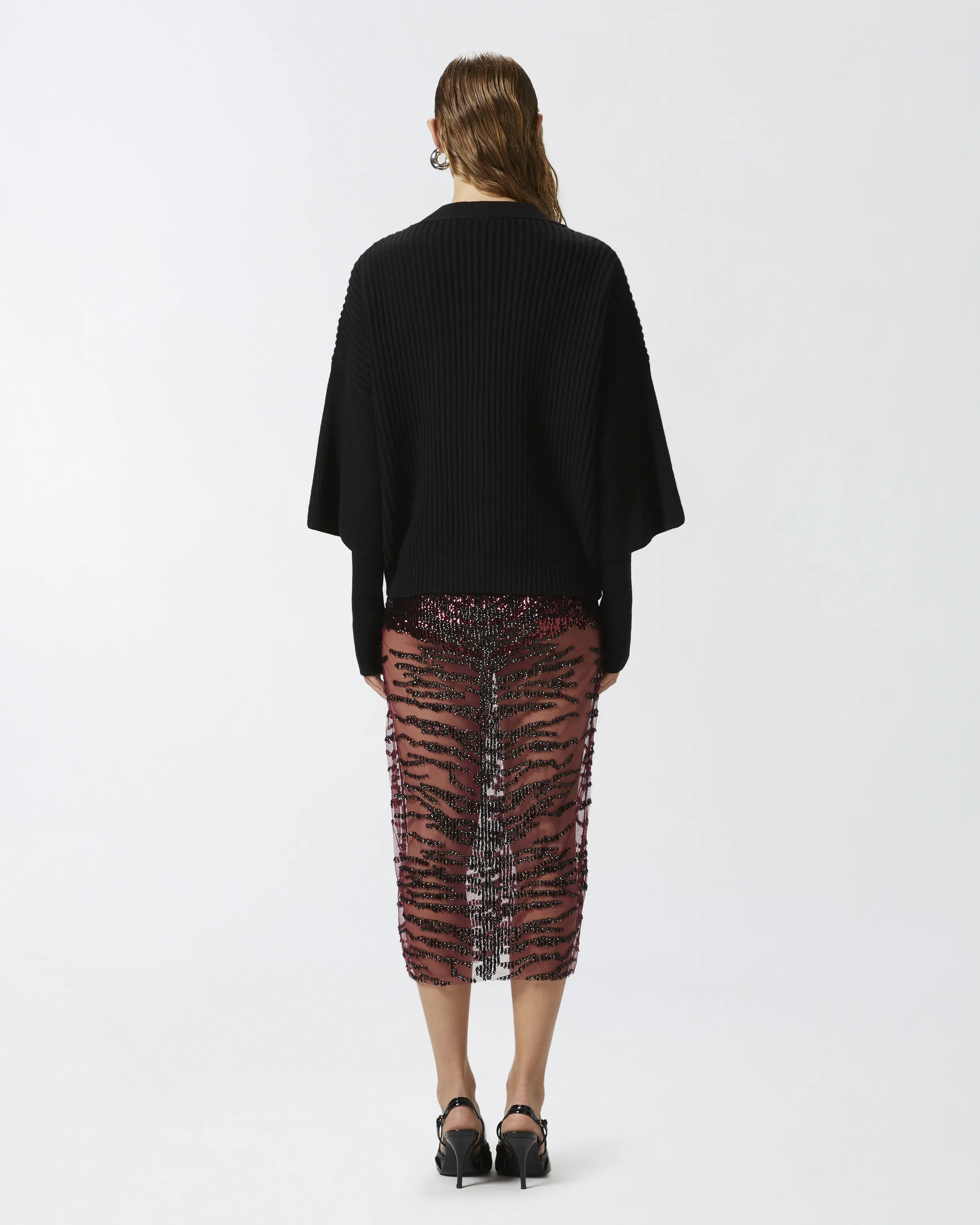  Cardigan a coste in lana e cachemire    