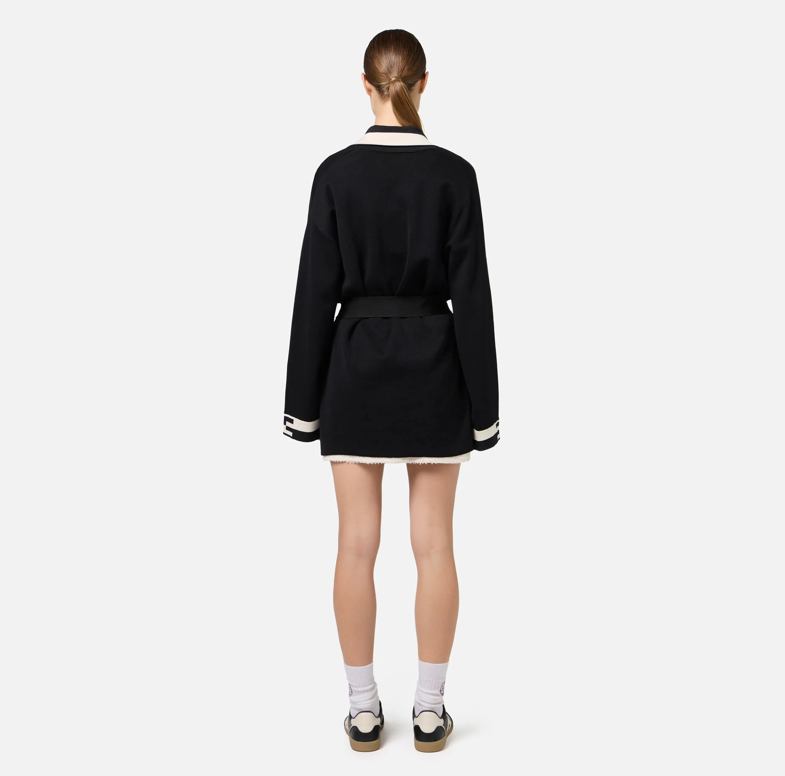 CARDIGAN IN VISCOSA CON BANDE LOGO ELISABETTA FRANCHI