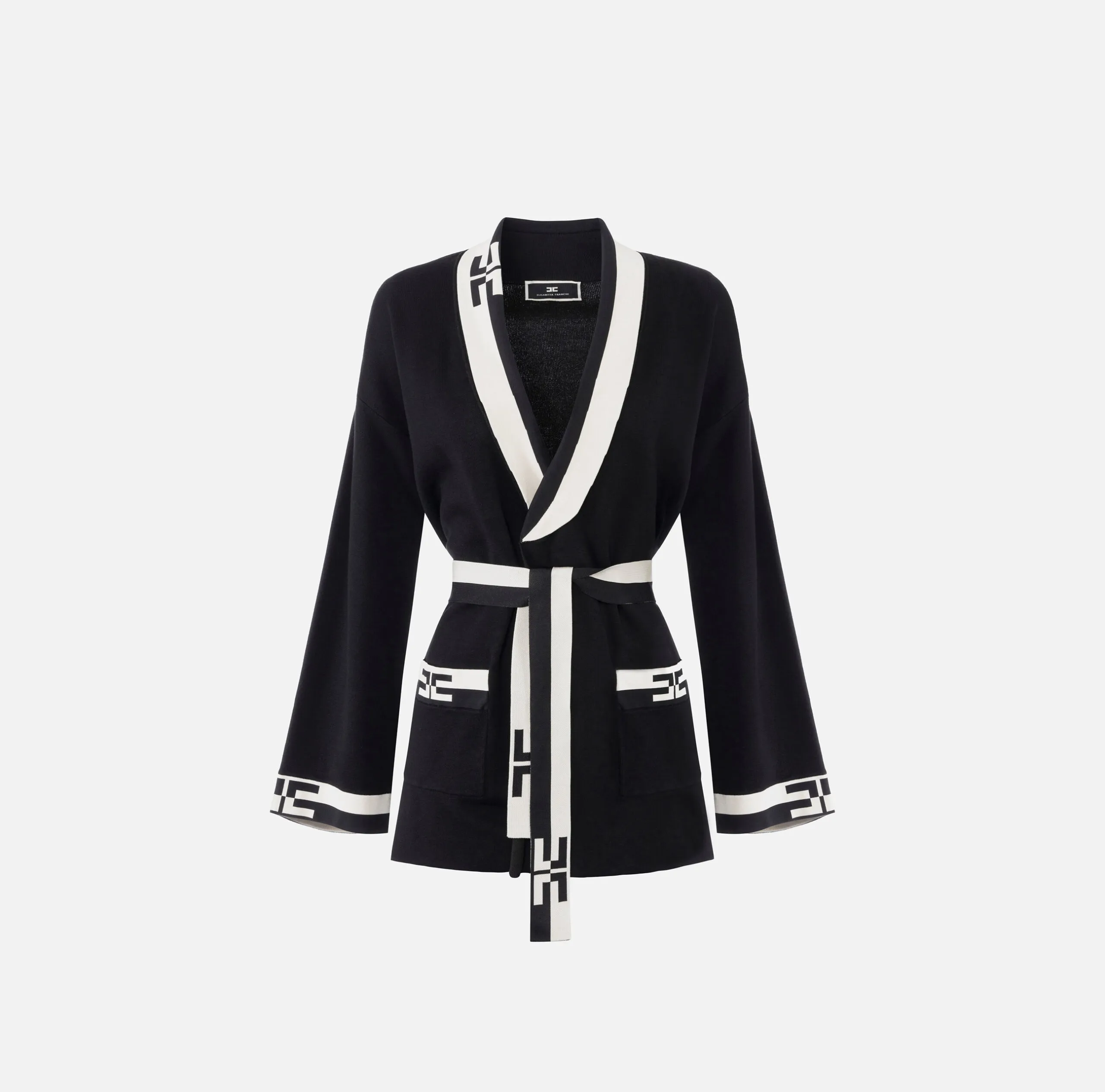 CARDIGAN IN VISCOSA CON BANDE LOGO ELISABETTA FRANCHI