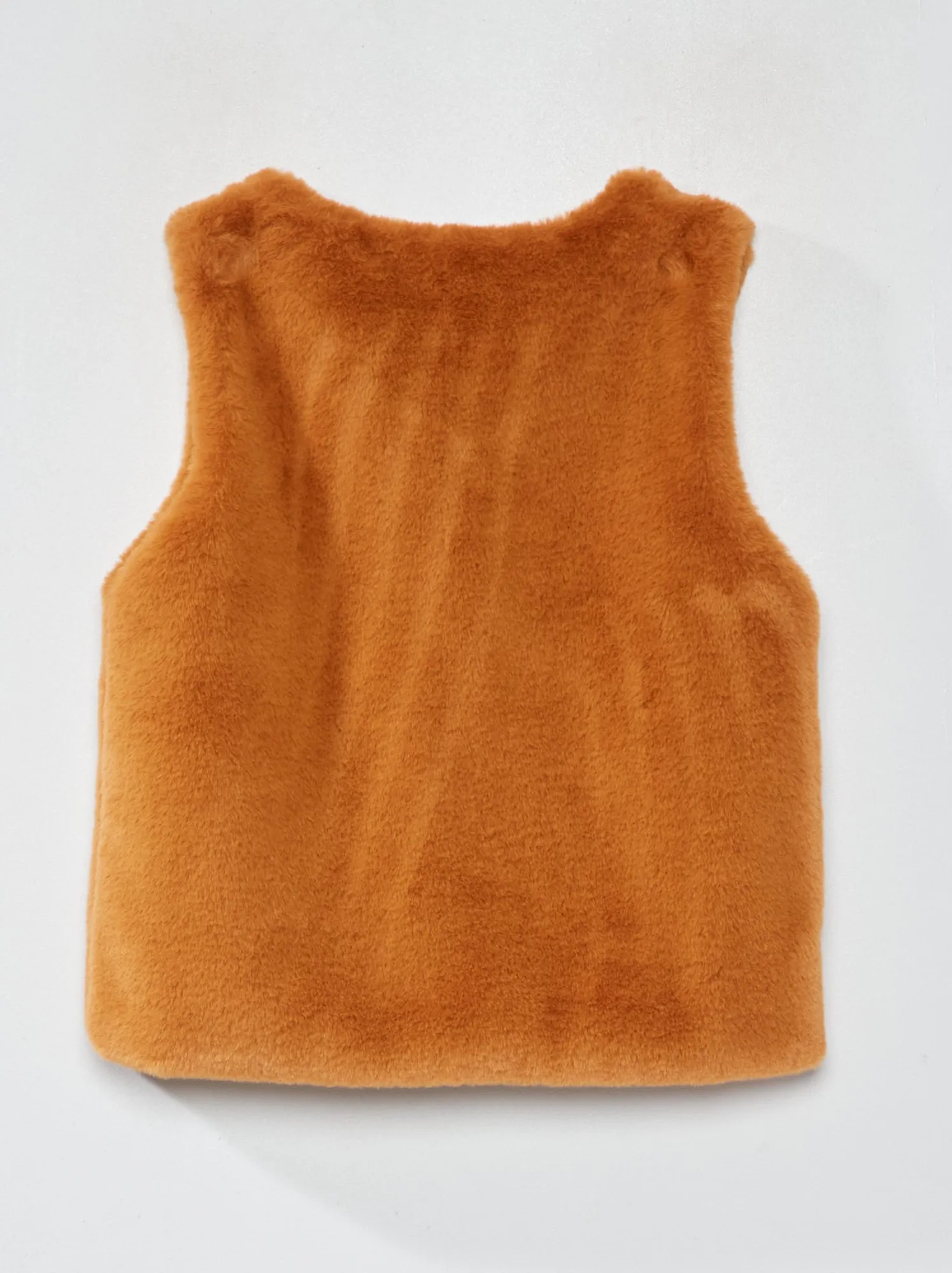 Cardigan senza maniche in pelliccia sintetica - MARRONE