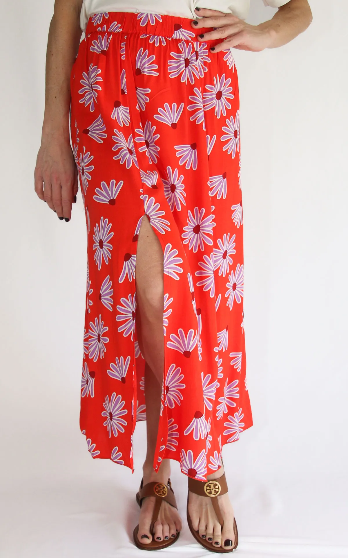 Compania fantastica – Gonna longuette fiore – Rosso