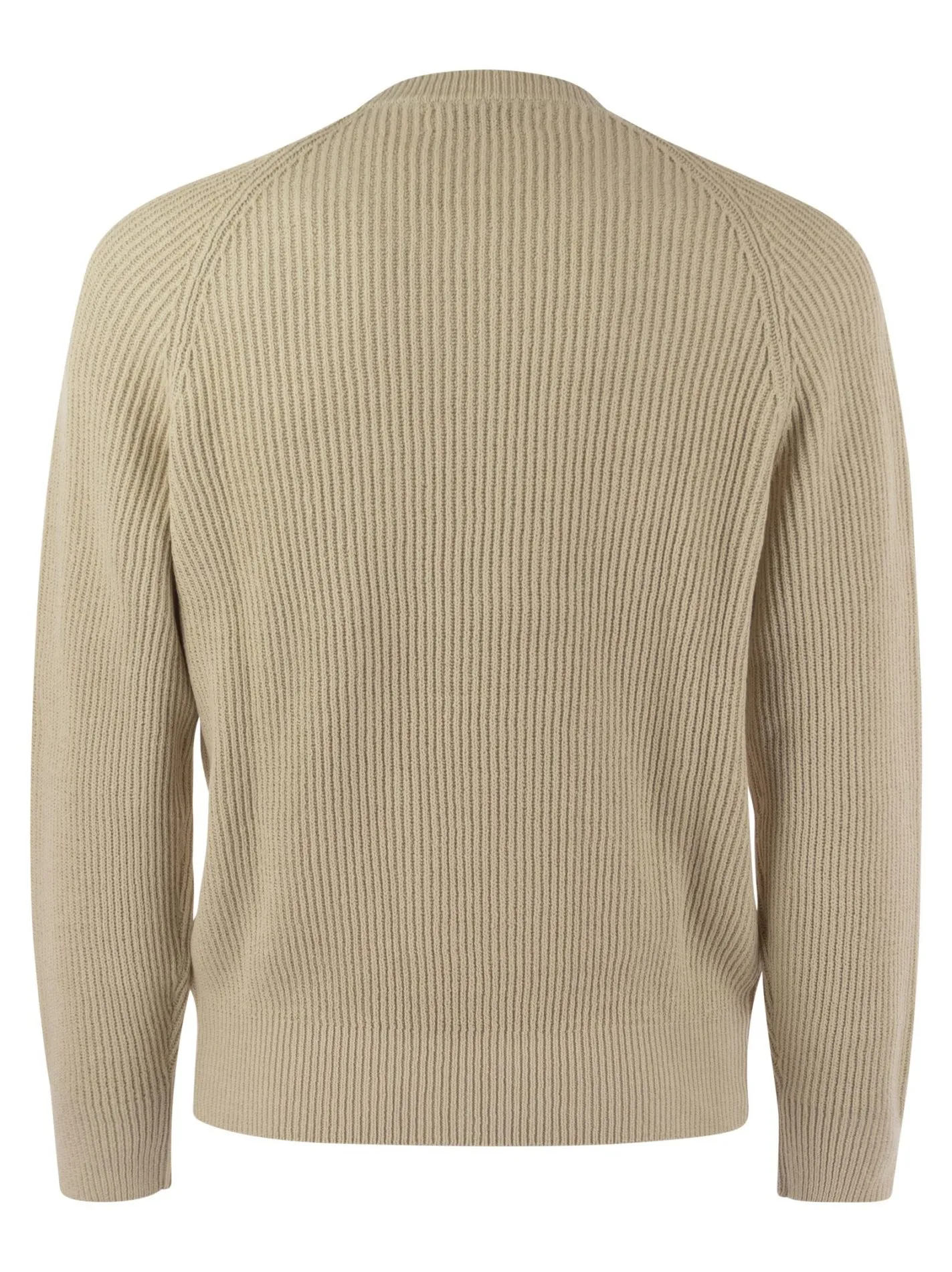 Cotton malfile rib sweater with raglan sleeve