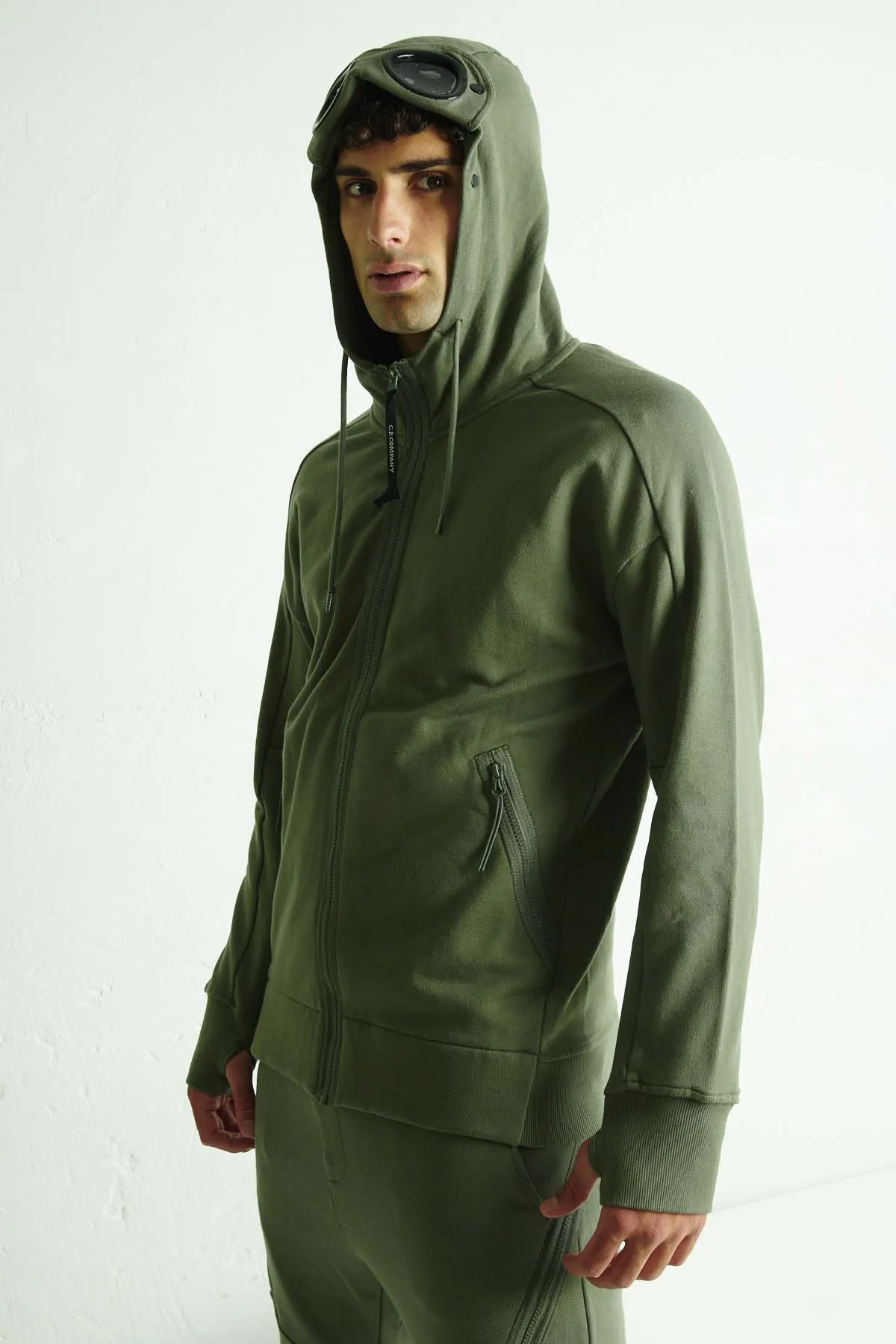 C.P. COMPANY Felpa aperta con cappuccio, con lenti