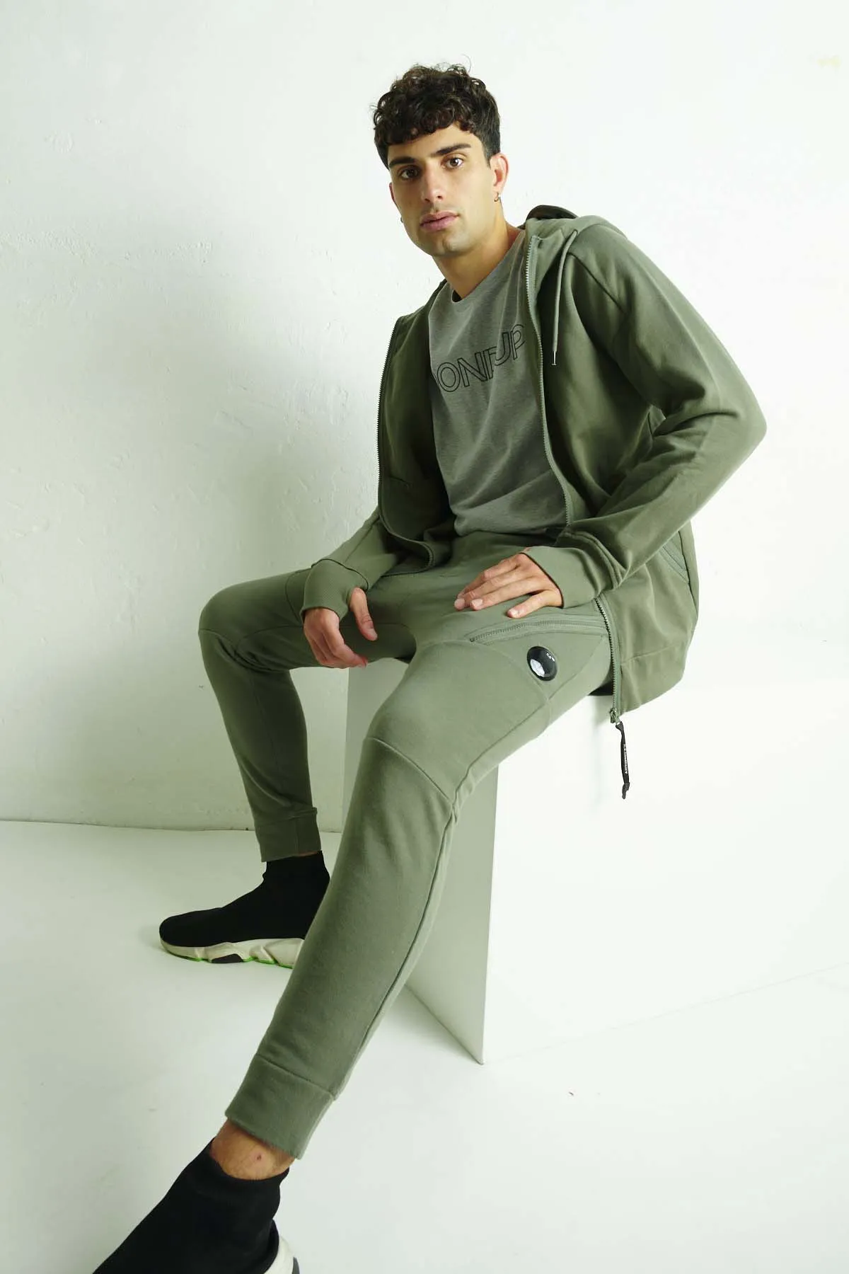 C.P. COMPANY Felpa aperta con cappuccio, con lenti