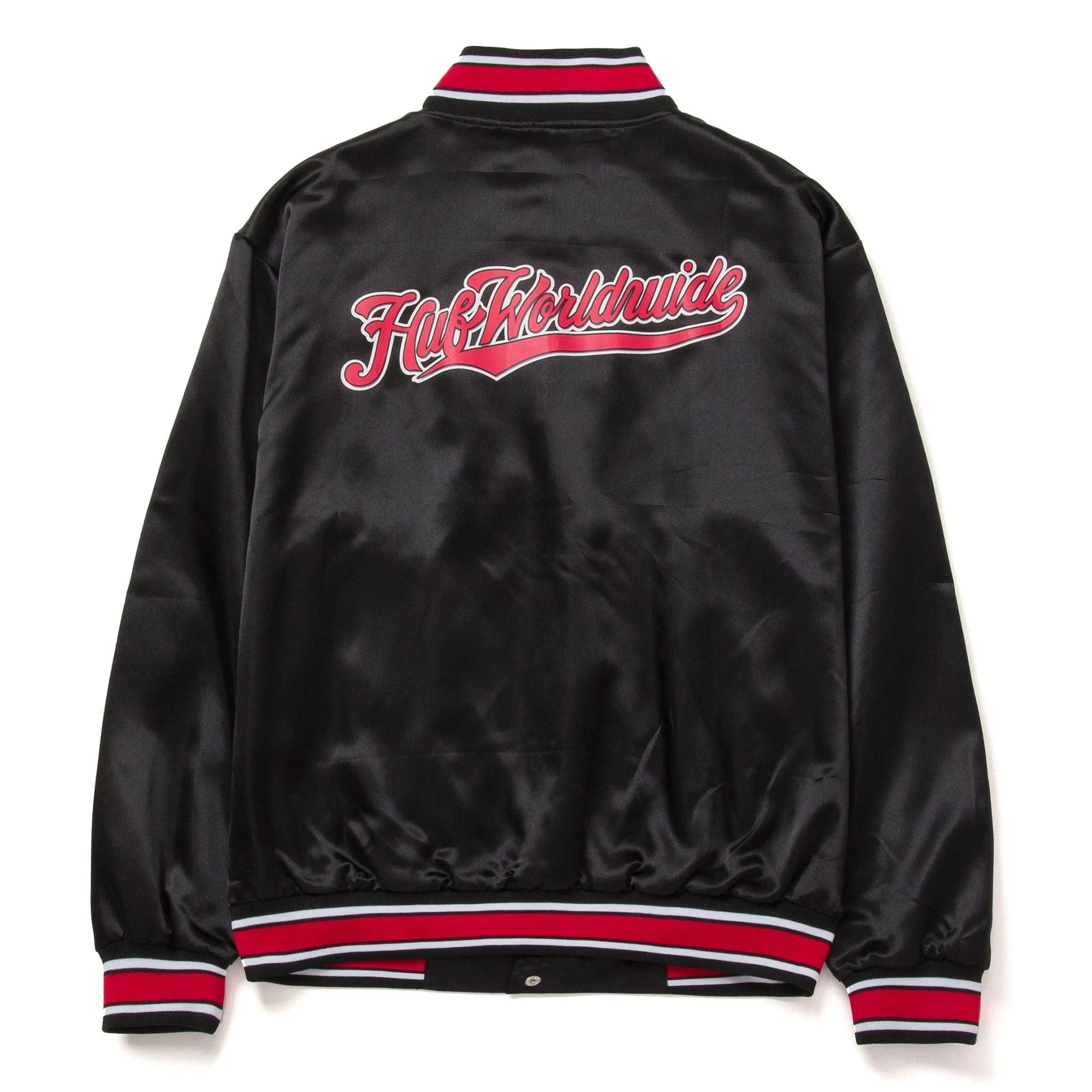 CRACKERJACK SATIN BASEBALL JACKET - BLACK