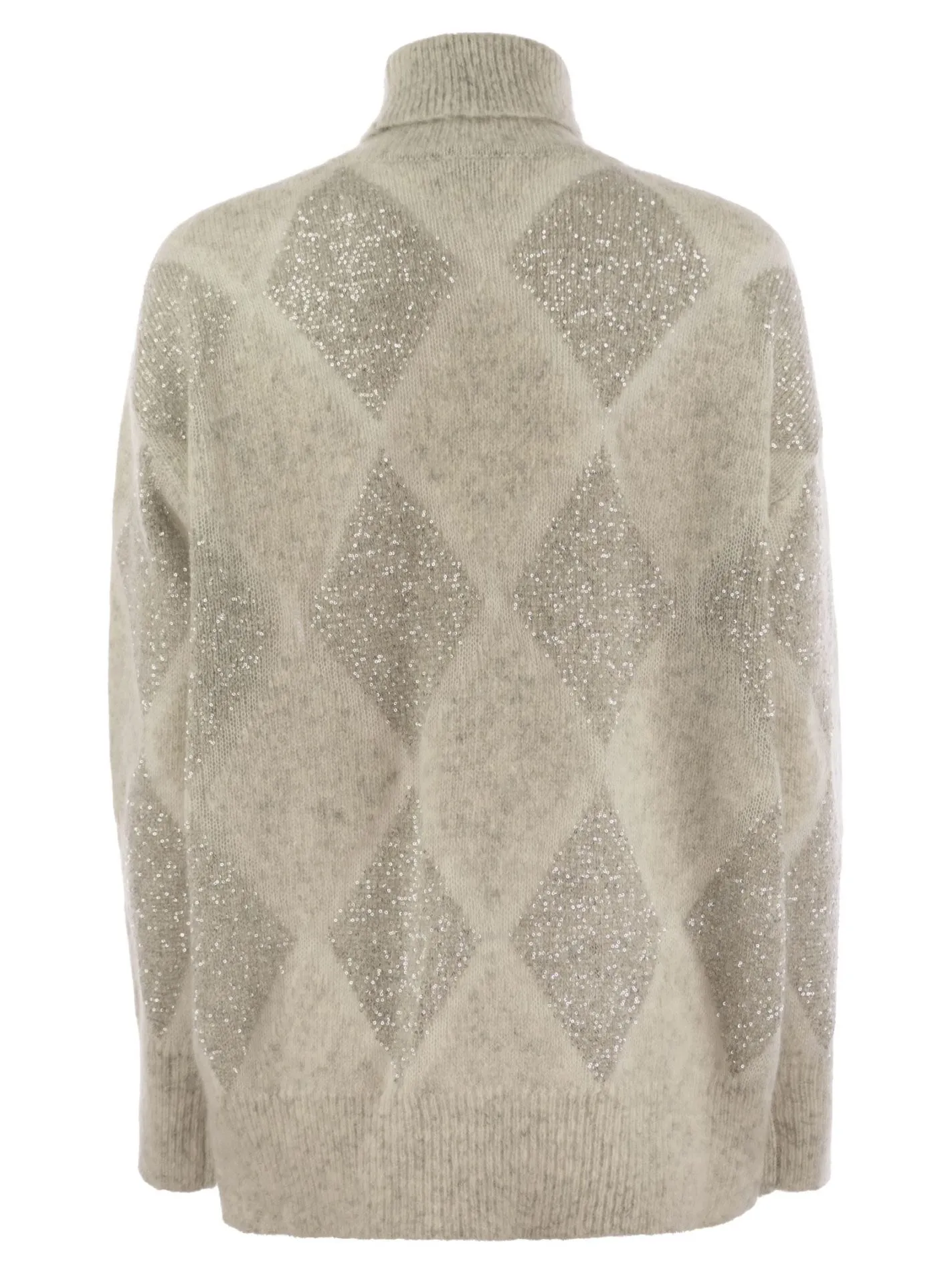 Dazzling Argyle turtleneck sweater in wool and mohair