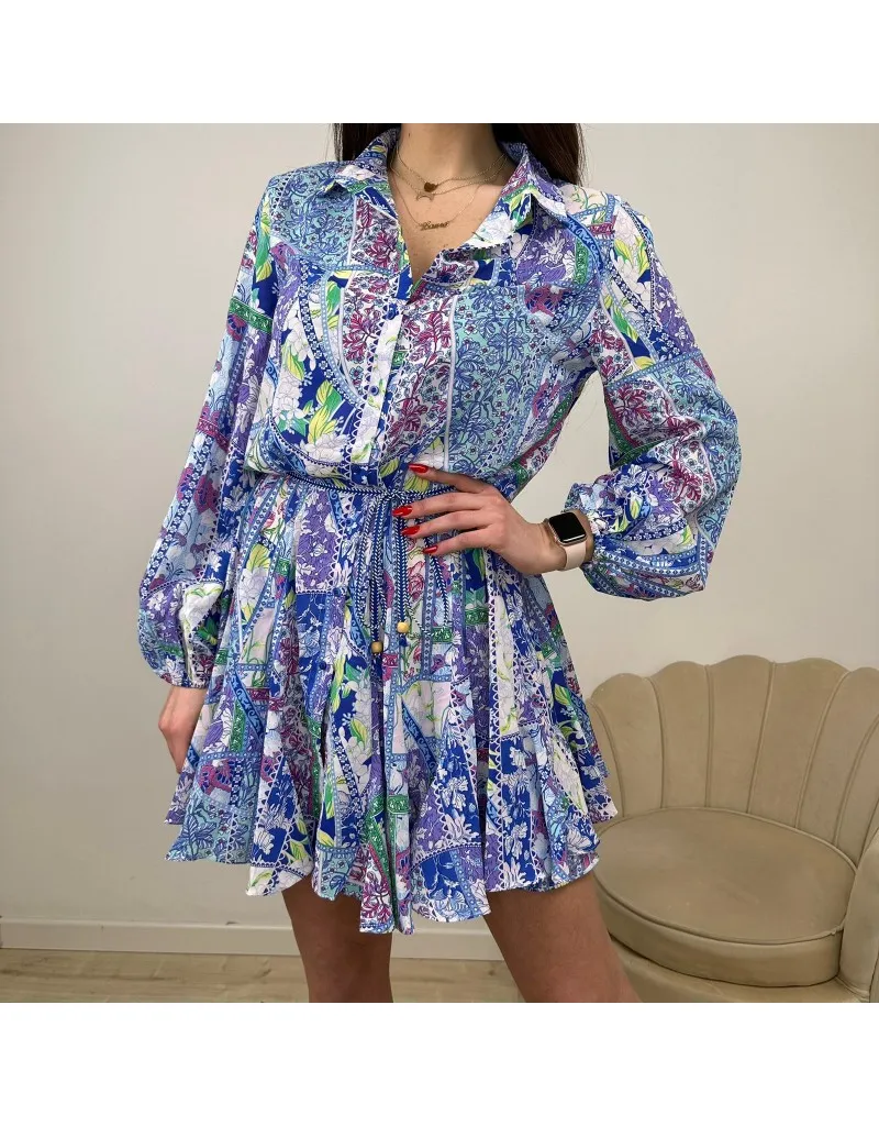 DRESS CHEMISIER FLEUR BLU