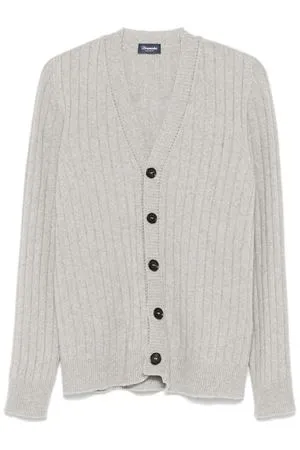 DRUMOHR Abbigliamento,Maglieria Cardigan a coste in cashmere grigio 