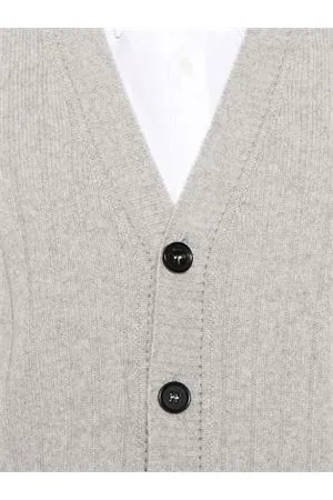 DRUMOHR Abbigliamento,Maglieria Cardigan a coste in cashmere grigio 