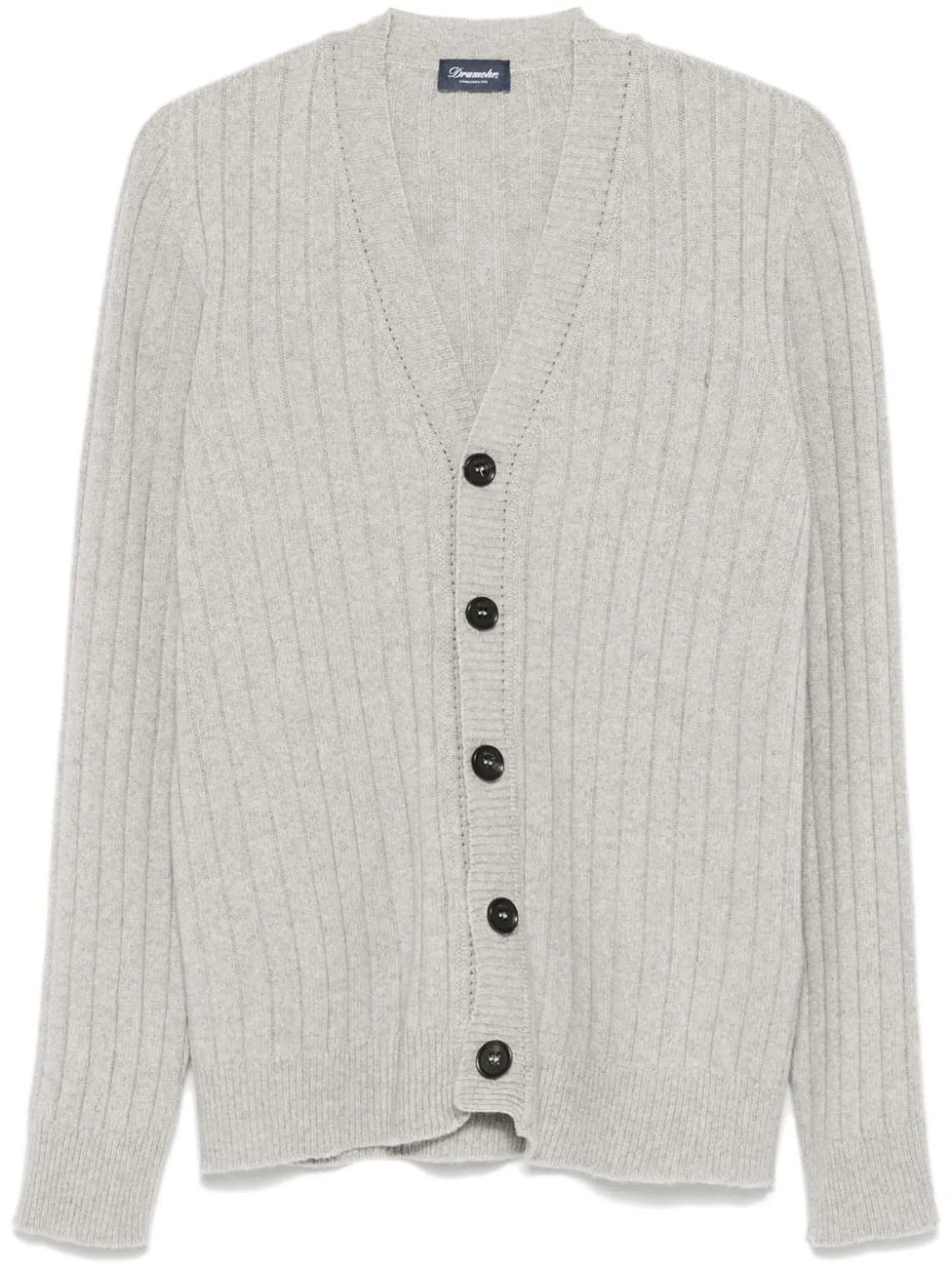 DRUMOHR Abbigliamento,Maglieria Cardigan a coste in cashmere grigio 