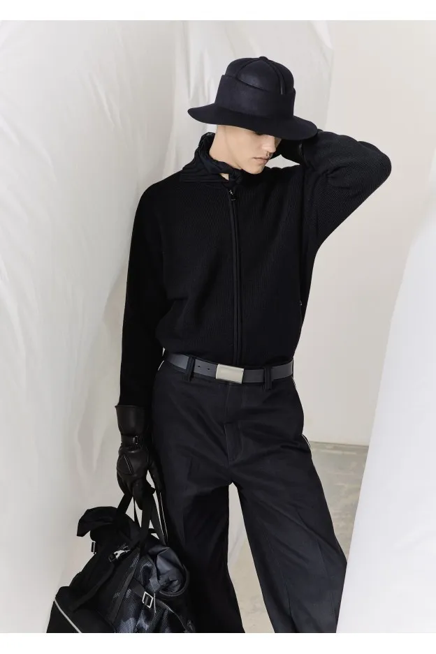 Emporio Armani Cardigan con zip in misto lana vergine punto pannocchia