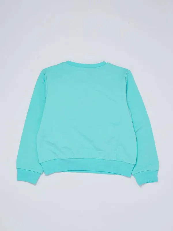 Felpa bambina Liu Jo in cotone stretch con logo glitter Celeste