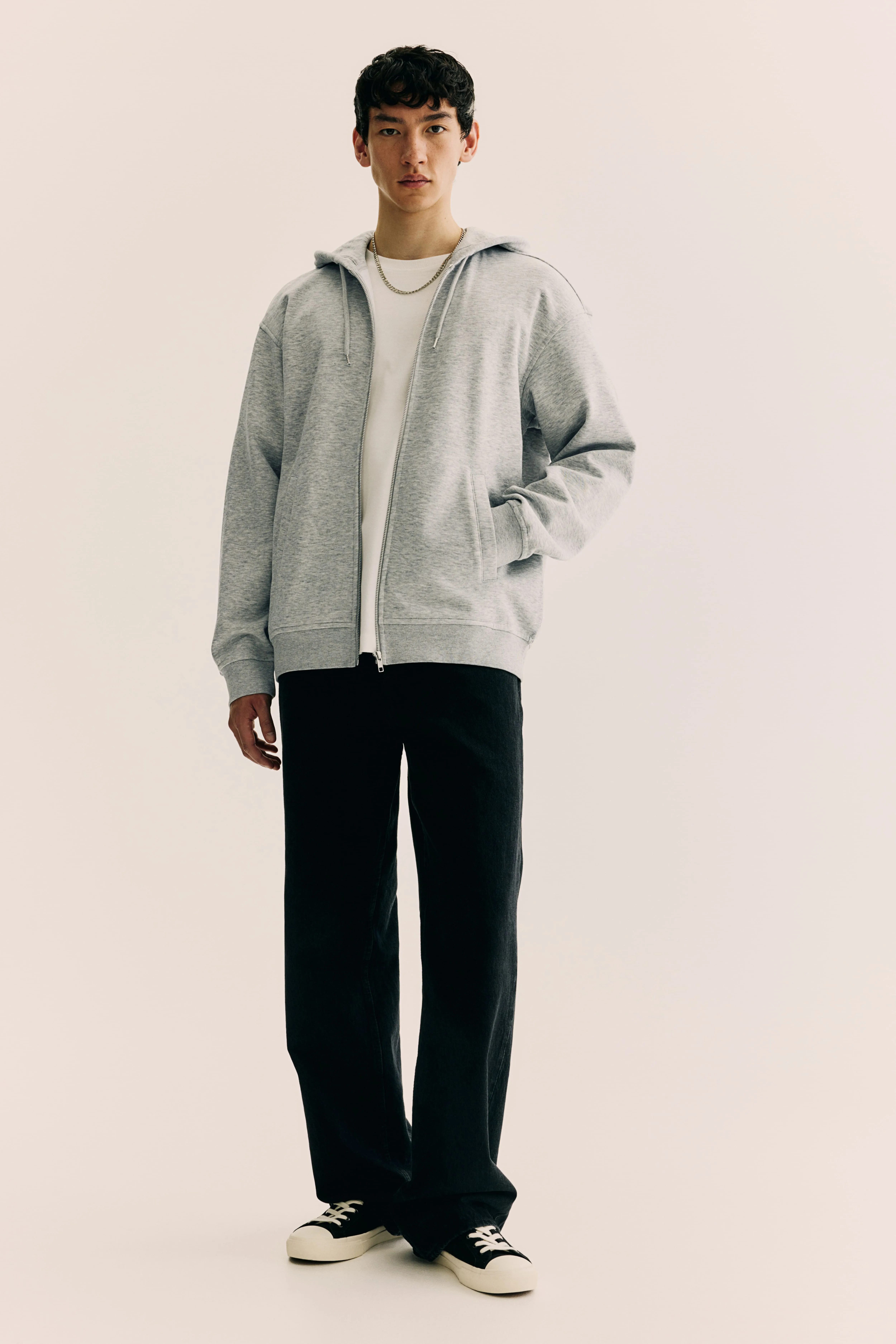 Felpa con cappuccio e cerniera Loose Fit