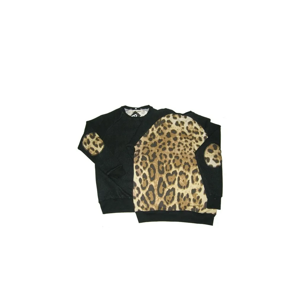 FELPA GIROCOLLO MINIMARKET SWEATSHIRT CREWNECK LEOPARD Black/Retro/Leopard unico