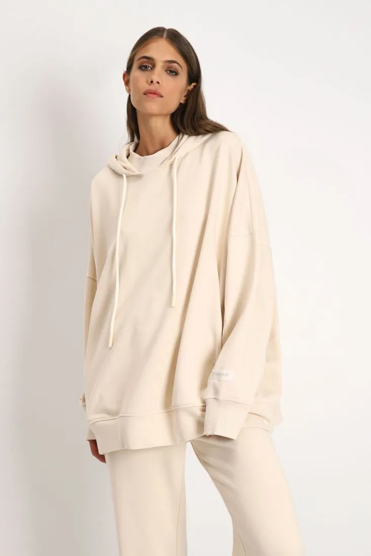 Felpa monocolour con cappuccio e tasche oblique