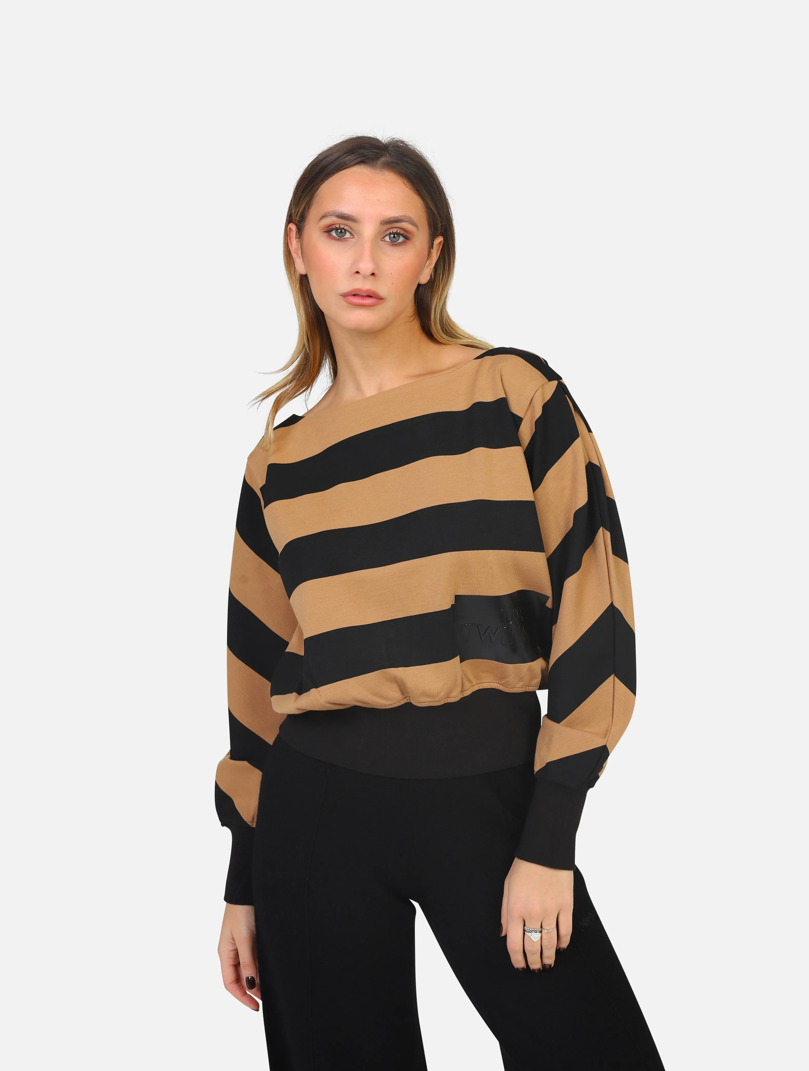 felpa TWINSET - 232LI2QCCCAMMELLO/NERO