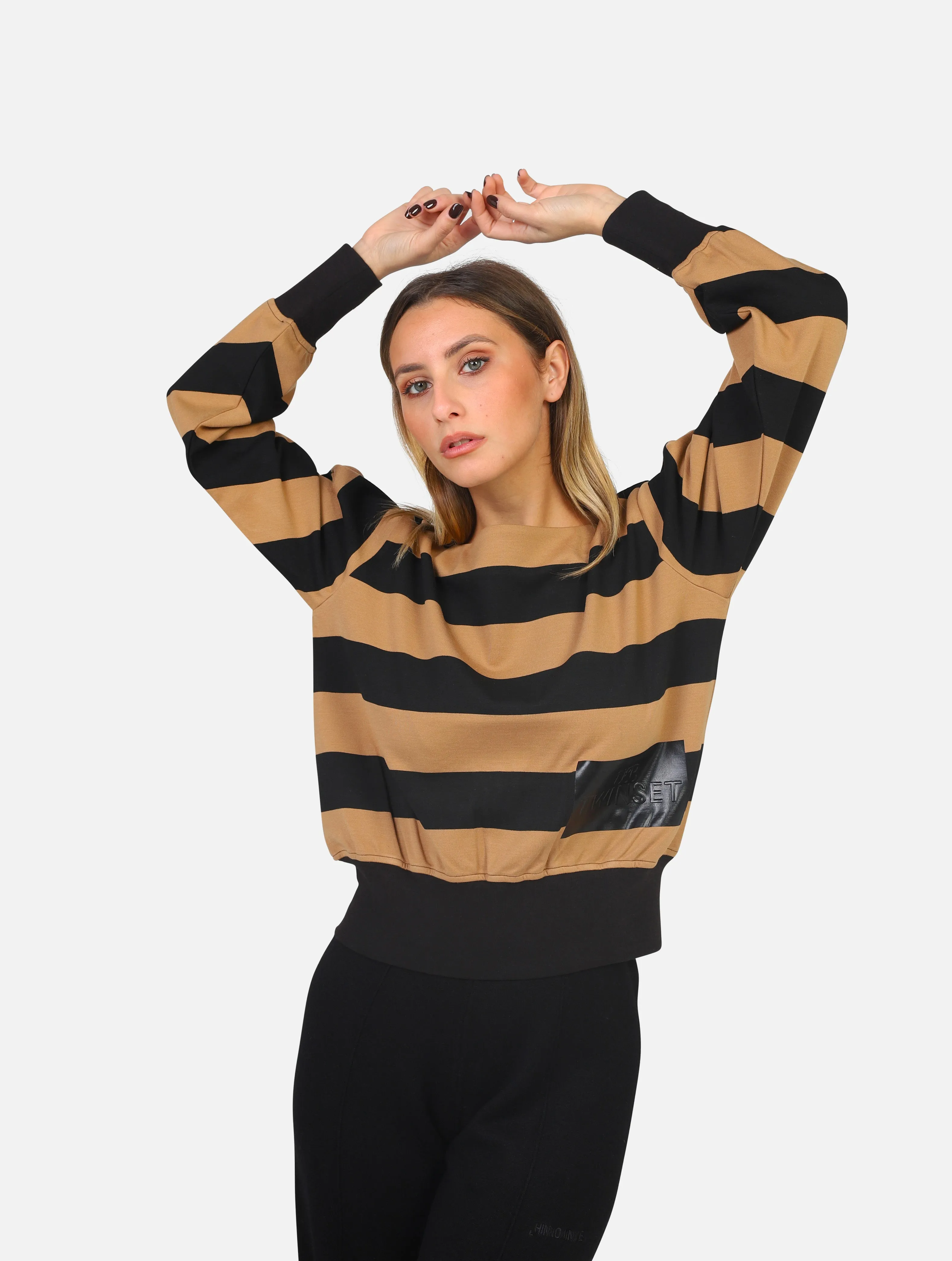 felpa TWINSET - 232LI2QCCCAMMELLO/NERO