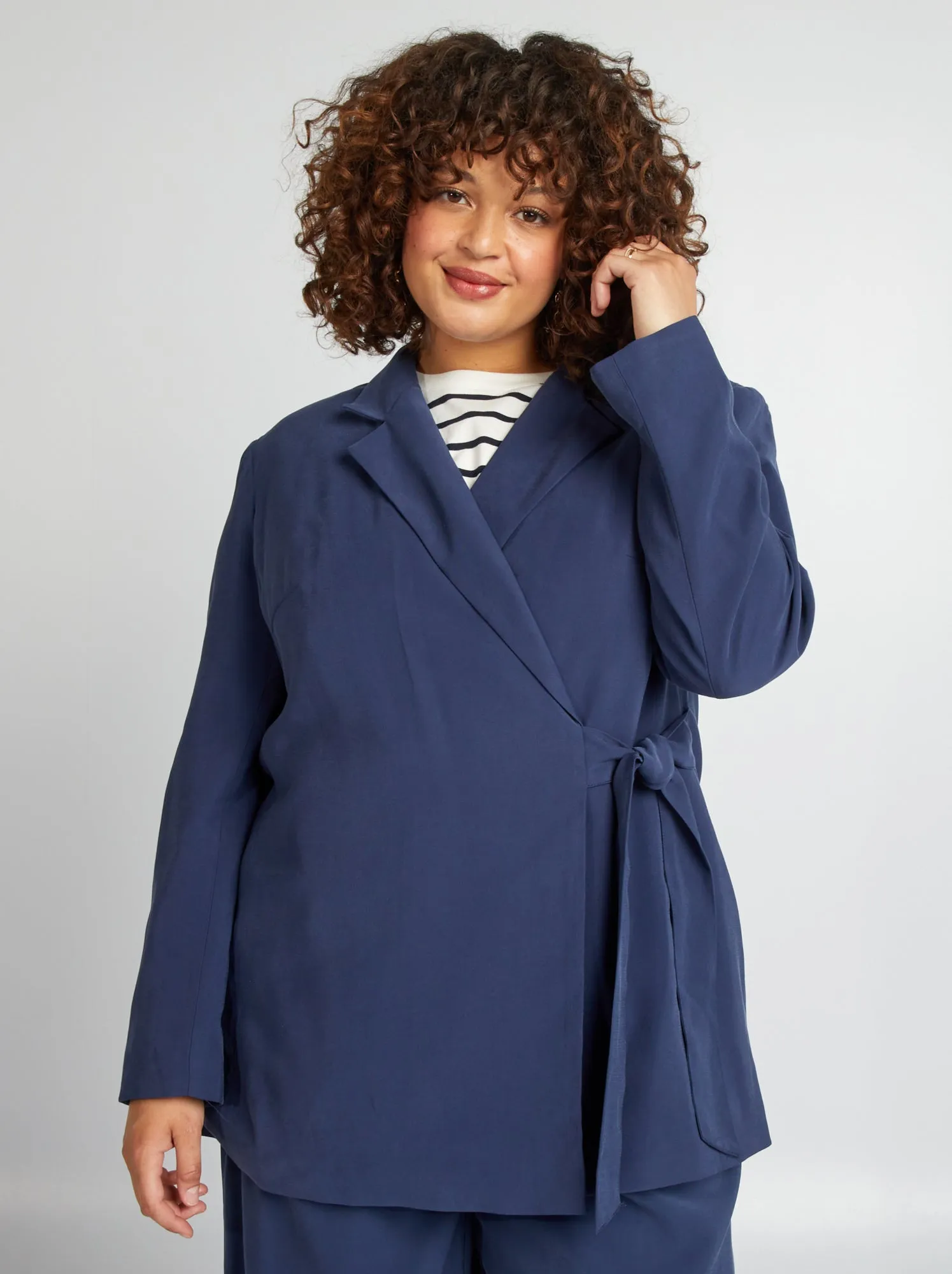 Giacca da tailleur con cintura - BLU