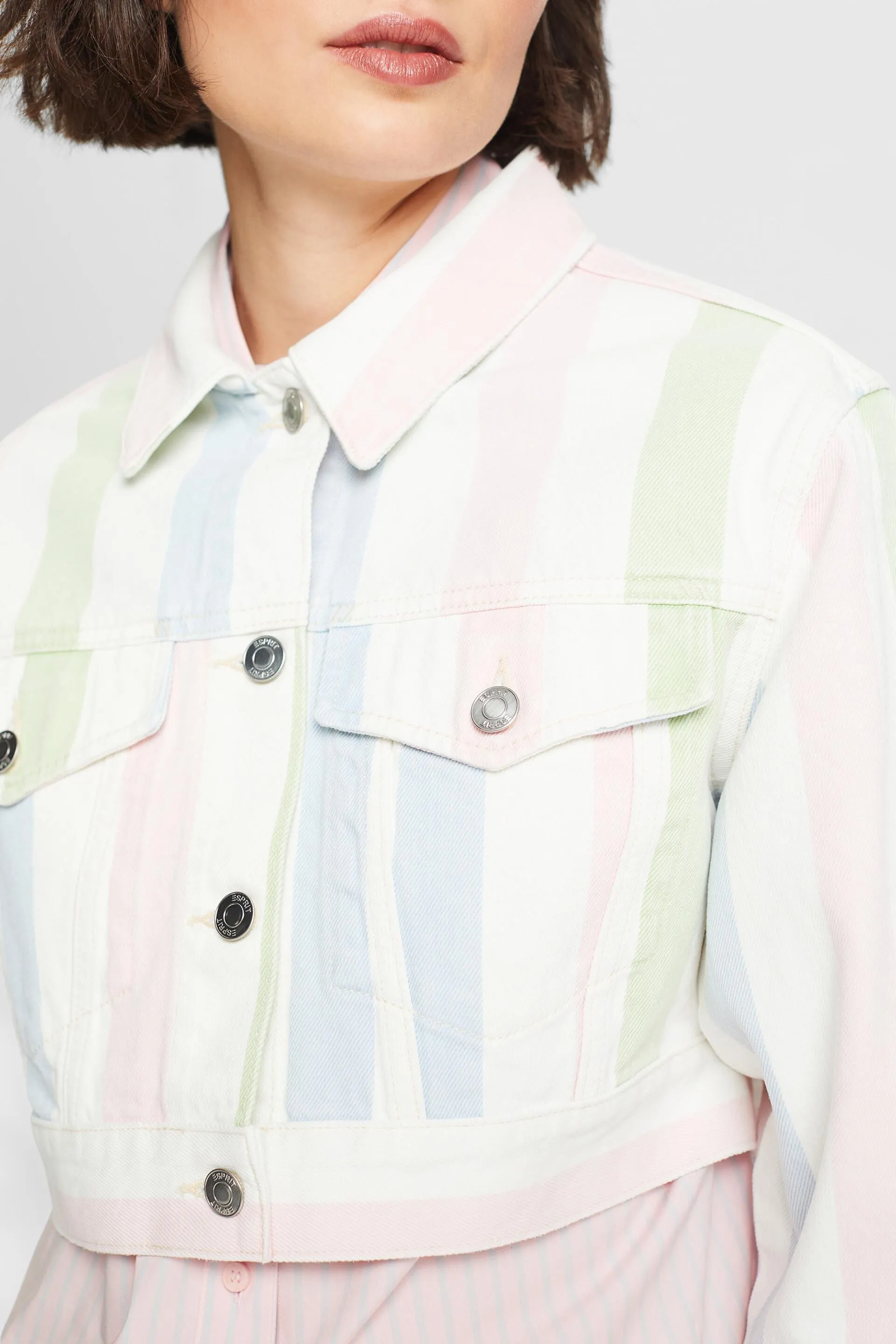 Giacca di jeans cropped a righe